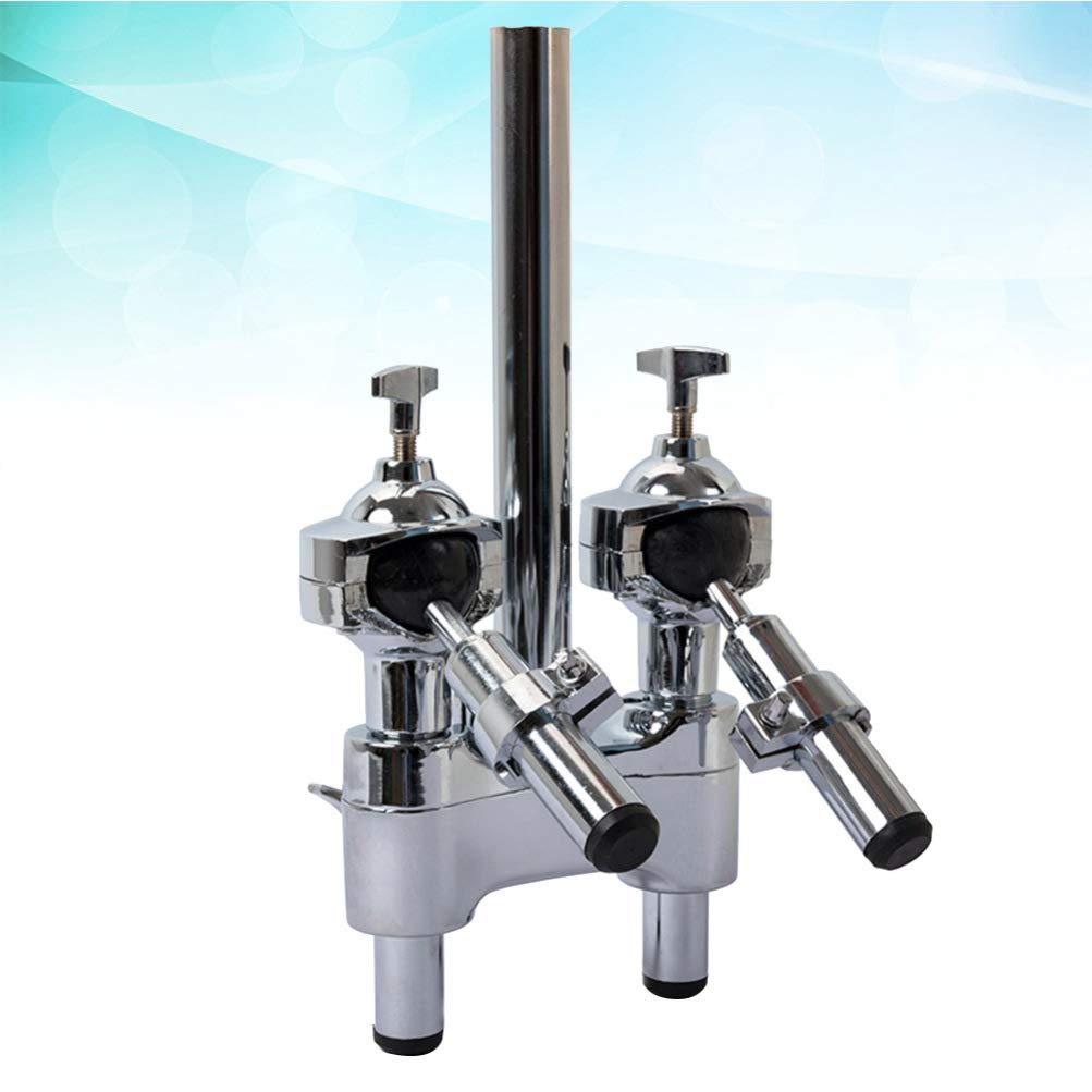 Double Drum Set Clamp Bracket Holder Mount Stand for Tom Drum & Jazz Drum - Silver Drum Accessory for Professional Musicians & Drum Kits - Perfect for Live Performances, Studio Recording & Music Classrooms