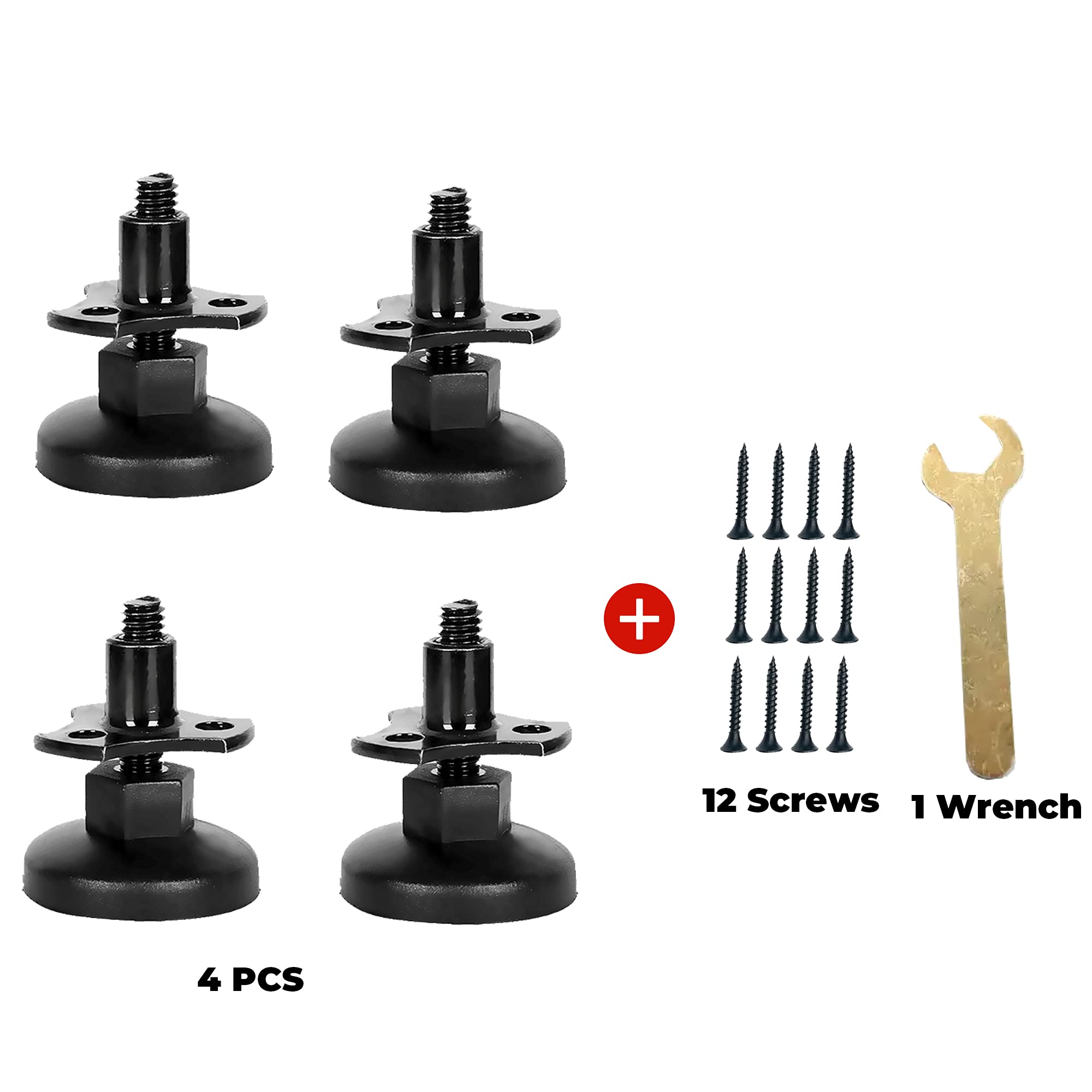 Adjustable Screw Furniture Levelers Feet - Heavy Duty Replacement Legs for Wardrobes, Cabinets & Furniture - Floor Protectors (4PCS, Black) - Perfect for Home Office, Living Room & Bedroom Furniture Protection
