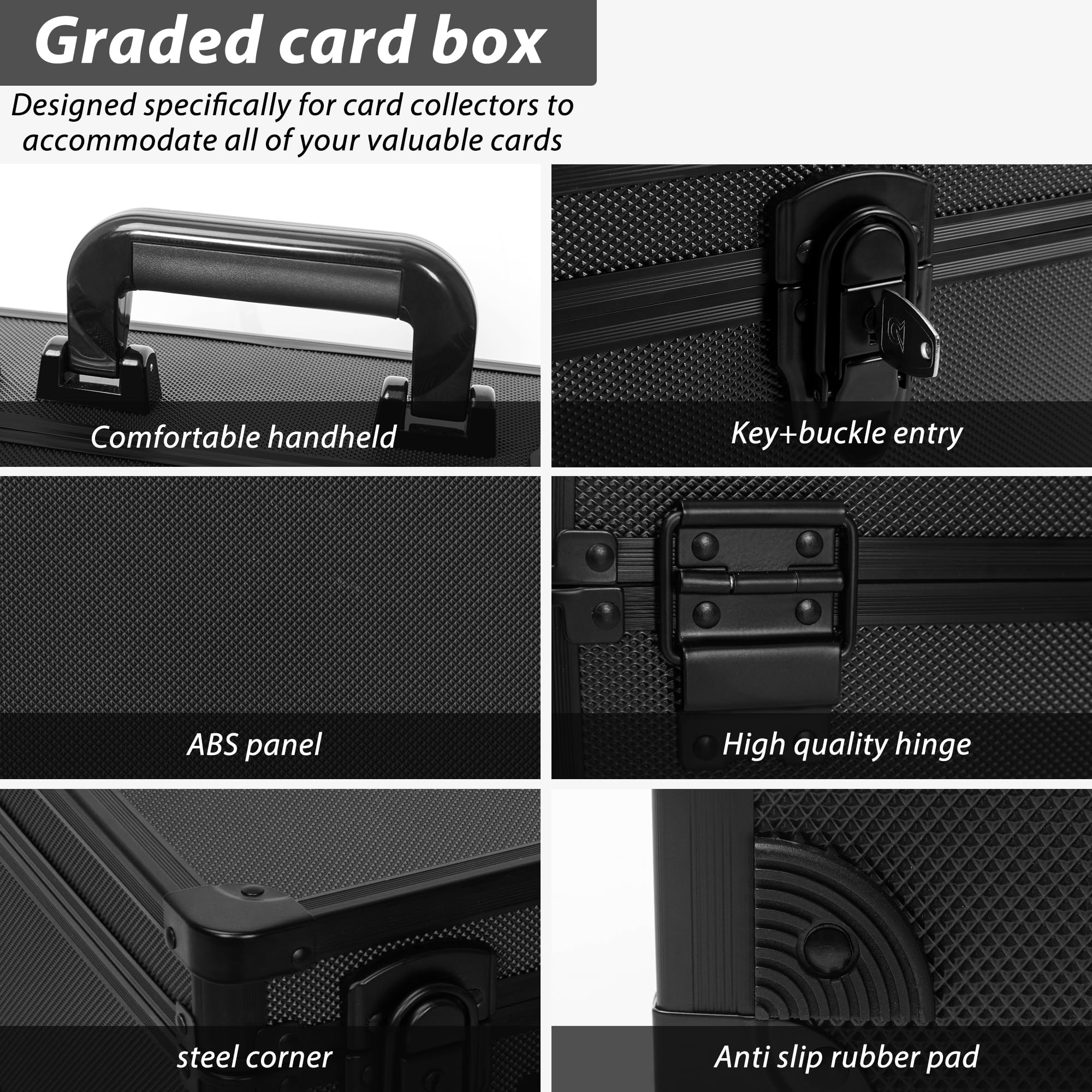 OUUTMEE Aluminum Alloy Graded Card Storage Case - Holds 50 PSA, CSG, BGS & Top Loader Slabs - Premium Sports Trading Card Protector for Collectors | Perfect for Display, Organization & Safekeeping of Valuable Cards