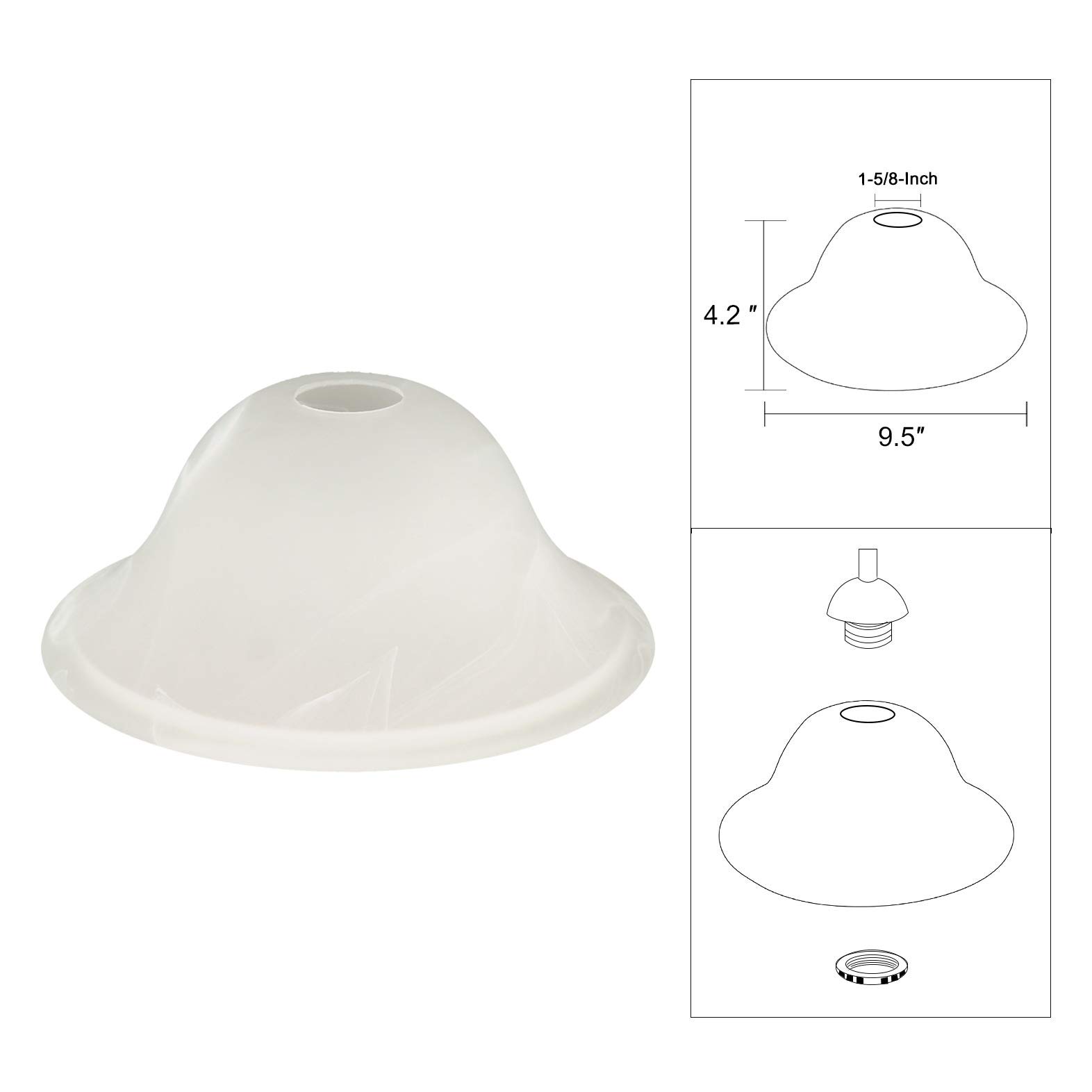 Giluta Small Floor Lamp Glass Shade Replacement Globe - 1.625