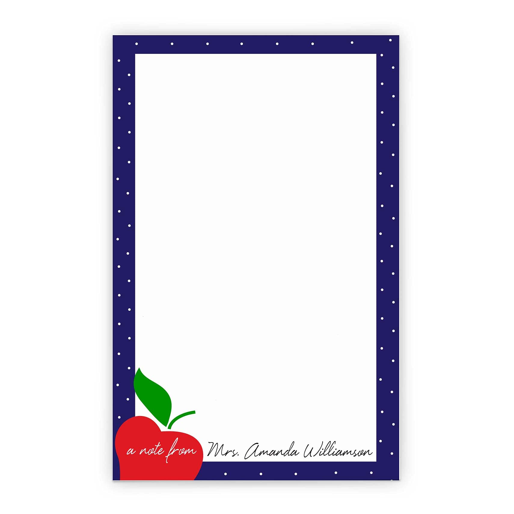 Personalized Teacher Stationery Set - Custom Notepads for Educators, Apple Design Teacher Notepad Gift (5.5