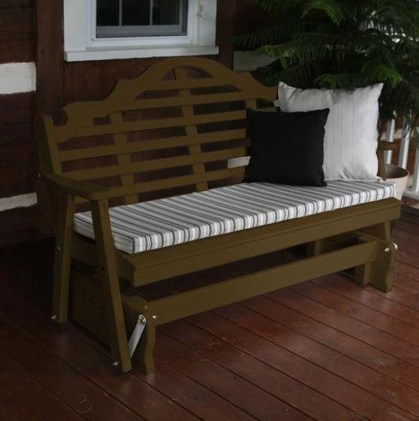 A & L Furniture Yellow Pine Marlboro Glider - Comfortable Wooden Porch Swing for Outdoor Relaxation, Garden, Patio, and Backyard Use