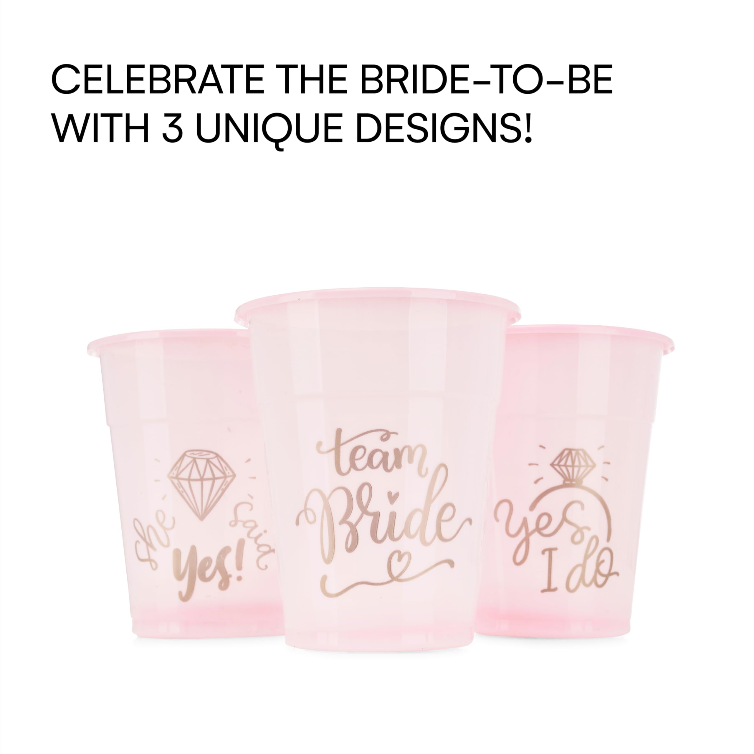 Neliblu Bachelorette Party Team Bride Cups - 25-Piece Bridal Shower Decorations Set - Pink & Gold 'She Said Yes' Wedding Cups for Team Bride - Perfect for Bachelorette Parties, Bridal Showers & Wedding Celebrations