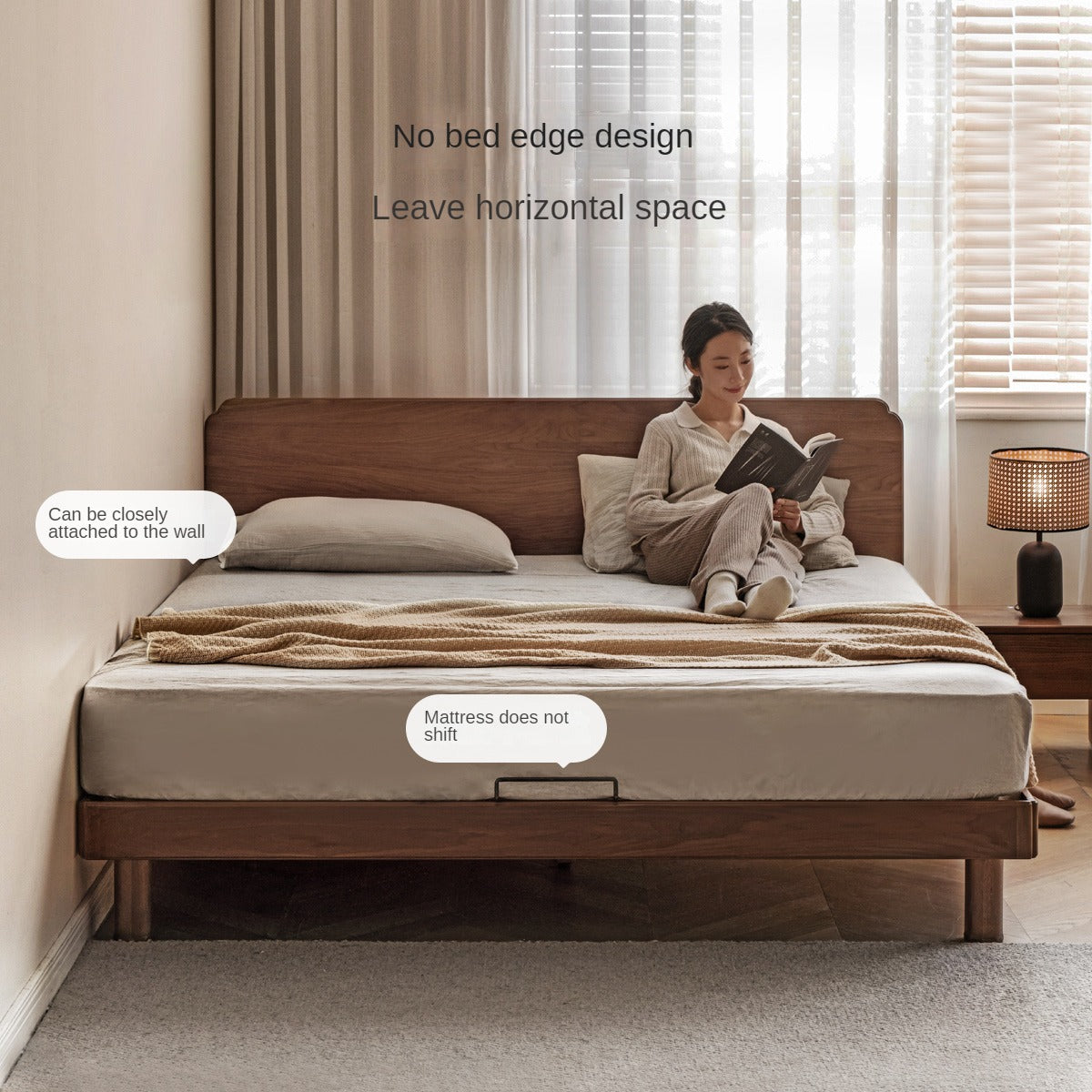 Premium Solid Oak & North American Black Walnut Wood Bed Frame - Handcrafted Luxury Bed for Master Bedroom, Guest Room & Modern Farmhouse Decor