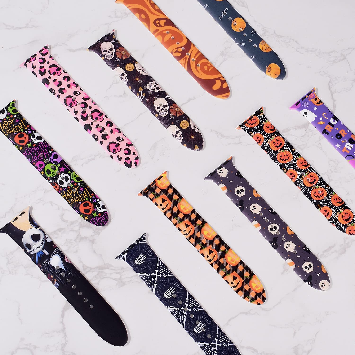 Vozehui Soft Silicone Replacement Band Compatible with Apple Watch 38mm 40mm 41mm - Halloween Pumpkin Flower Printed Sport Strap for iWatch Series SE/7/6/5/4/3/2/1 - Perfect for Women, Men, Kids & Daily Workouts