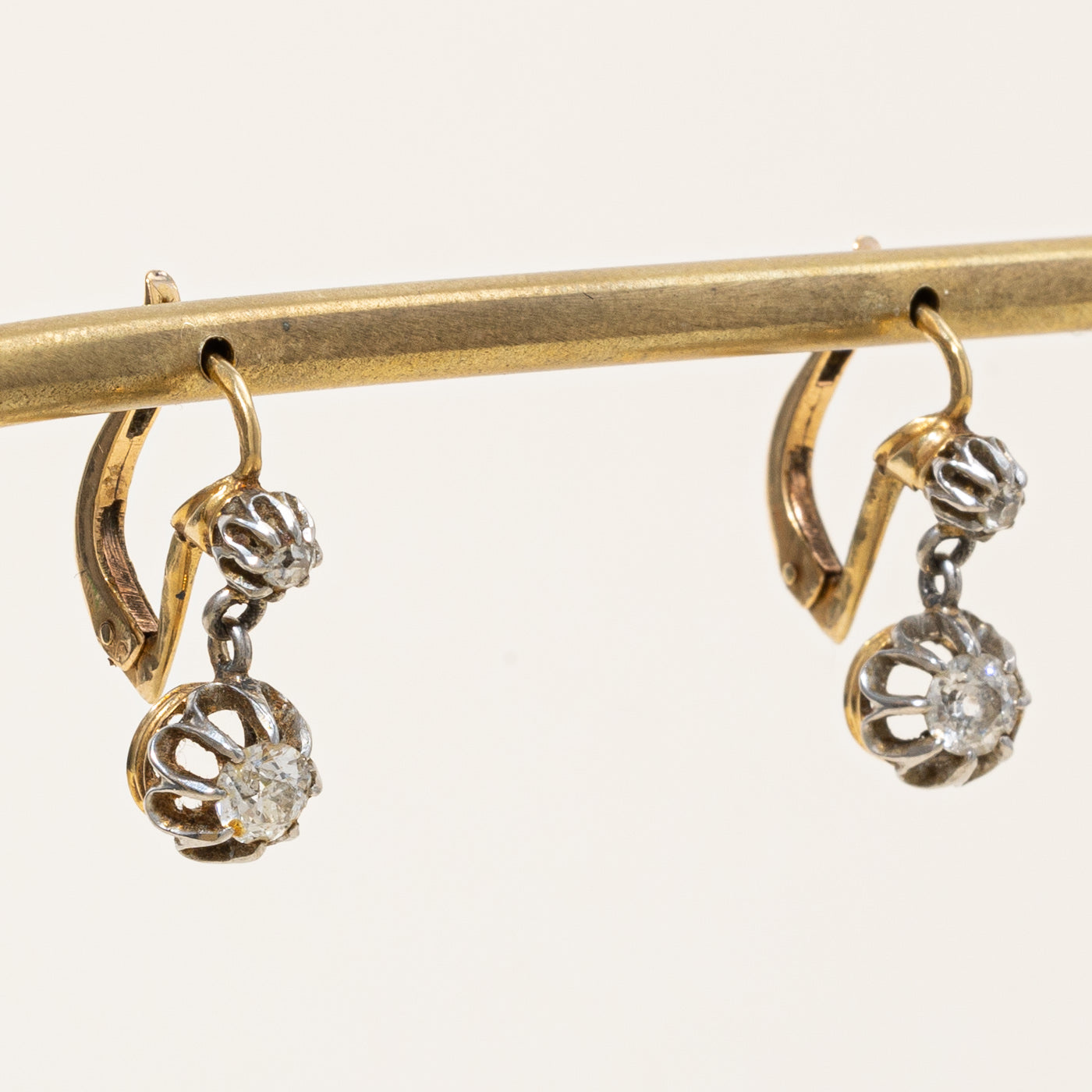 Vintage Old European Cut Diamond Lever Back Earrings | 0.63ctw | 14K White Gold | Antique Style Jewelry | Perfect for Weddings, Anniversaries & Special Occasions