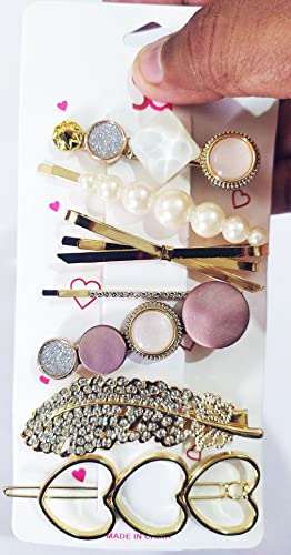 Premium Korean Style Hair Clips - Pearl Barrettes, Marble Alligator Bobby Pins & Duckbill Hairpins (8-Pack) | Elegant Hair Accessories for Women & Girls | Wedding, Party & Daily Wear
