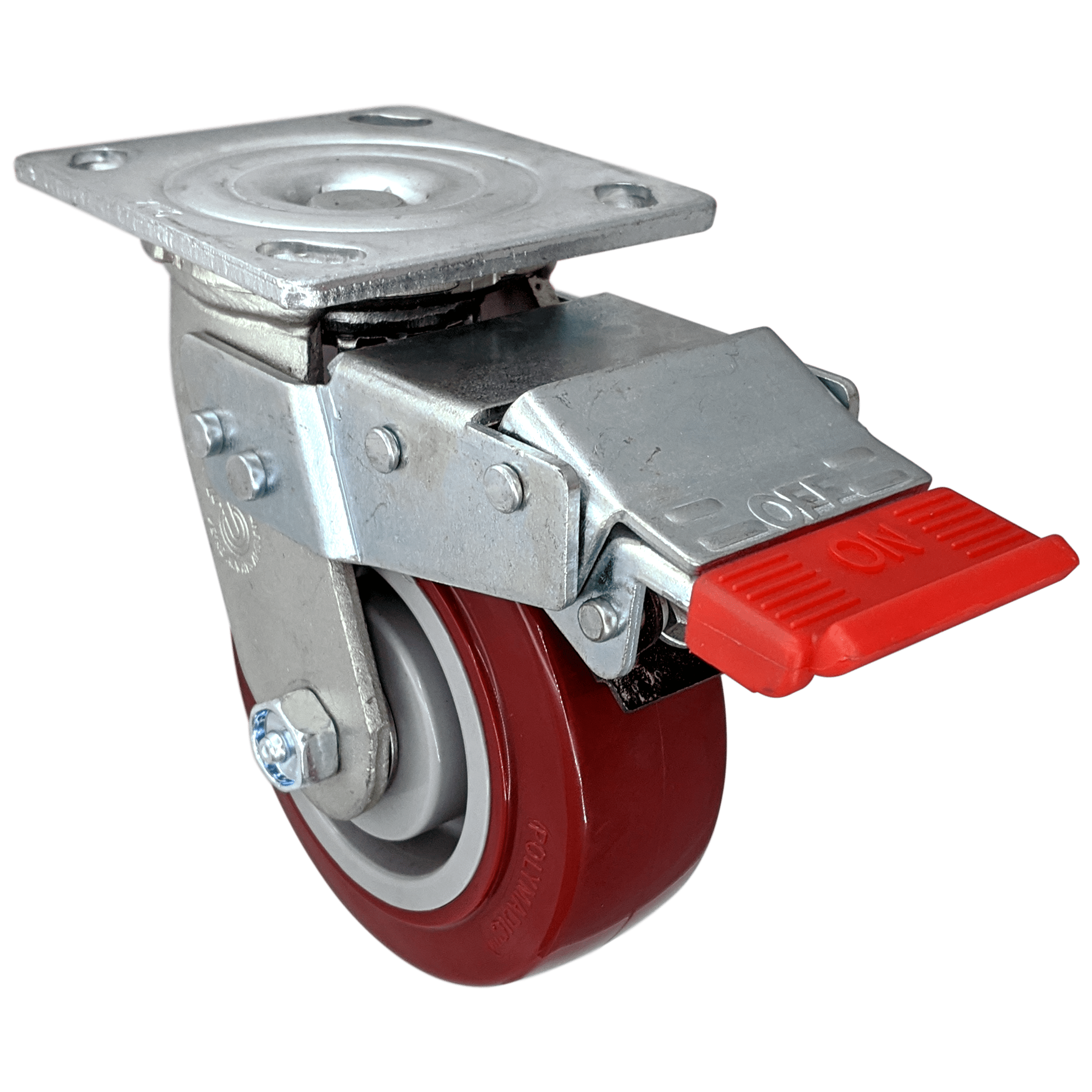 5 x 2 Inch Heavy Duty Polymadic Wheel Swivel Caster with Total Lock Brake - 750 lbs Capacity - Perfect for Industrial Equipment, Furniture, and Moving Carts