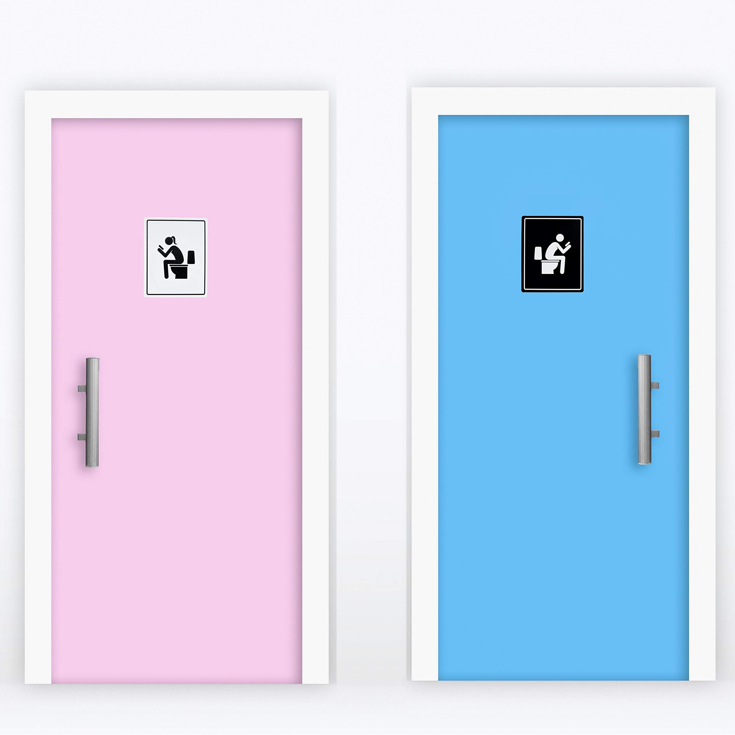 Funny Toilet Signs - Double Sided Adhesive (5.3x6.7