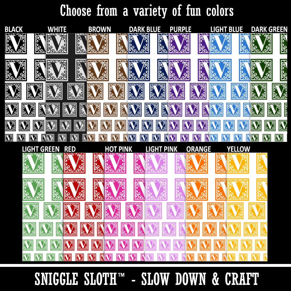 Monogram Swirls Capital Letter V Temporary Tattoo - Waterproof Fake Body Art Stickers for Women & Men - Perfect for Parties, Festivals, and Photo Shoots (Red, 1 Sheet)