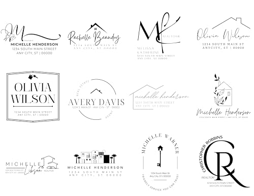 Custom Real Estate Agent Address Stamp - Personalized Wood Handle Rubber Stamp for Realtors, Brokers & Agents - 36 Unique Designs - Perfect Closing Gift & Office Supply