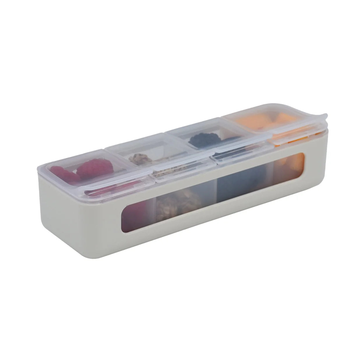 Melii Luxe Snackle Box - 4 Compartment Bento Lunch Box with Lid, Ivory White | Perfect for Office Lunch, Picnics, Travel & Meal Prep