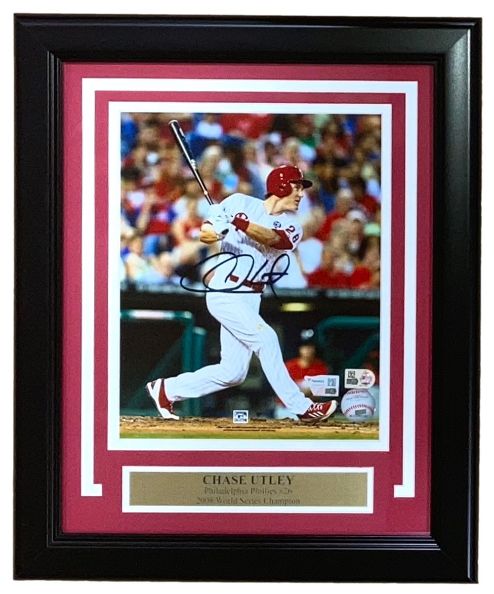 Chase Utley Autographed 8x10 Photo Framed - Philadelphia Phillies Memorabilia - Perfect for Sports Fans, Collectors & Home Decor