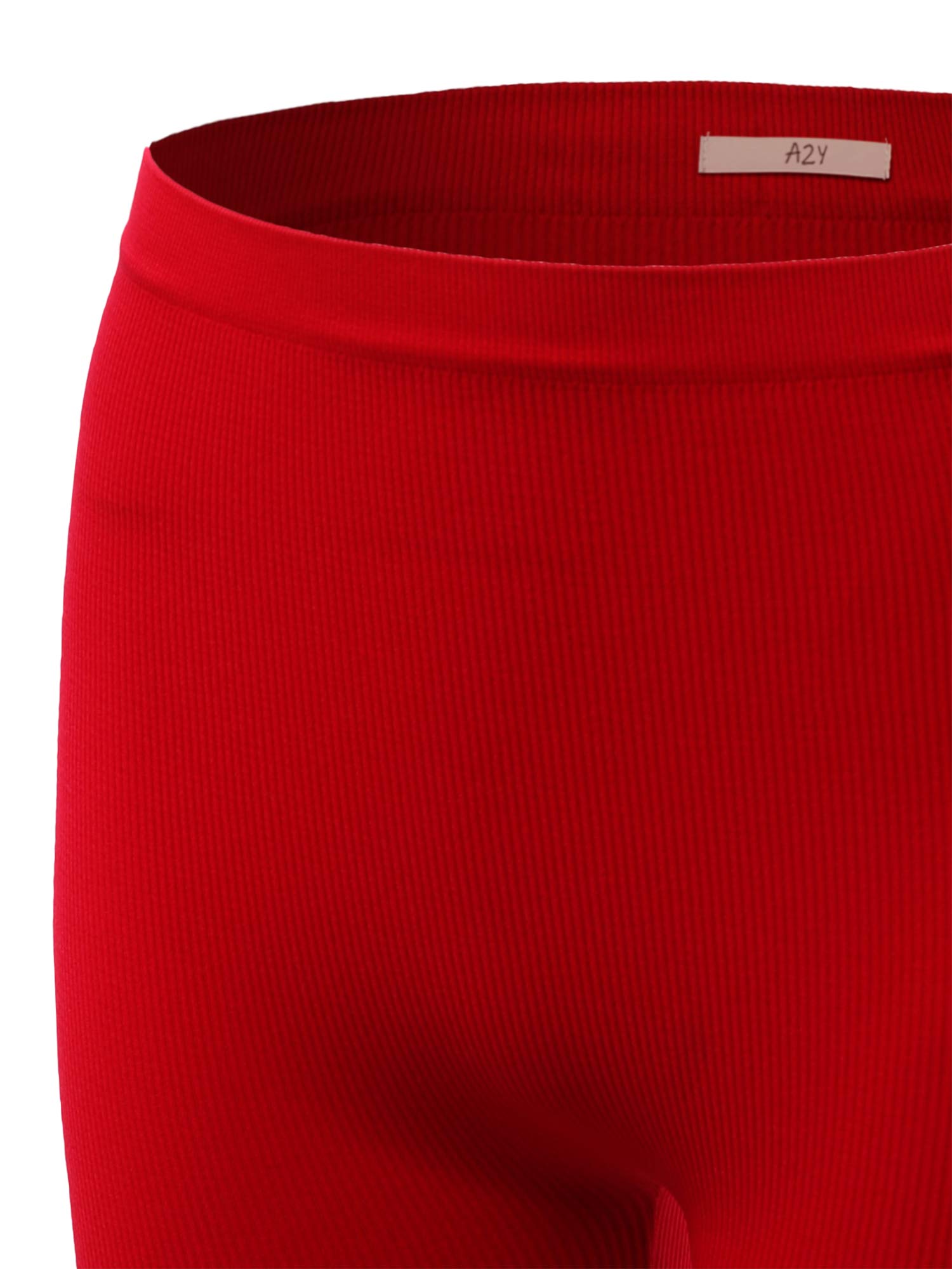 A2Y Women's Lightweight Mid-Length Seamless Ribbed Biker Shorts - High Waist Yoga Running Gym Workout Athletic Shorts for Women - Perfect for Yoga, Running, Gym & Lounge Wear