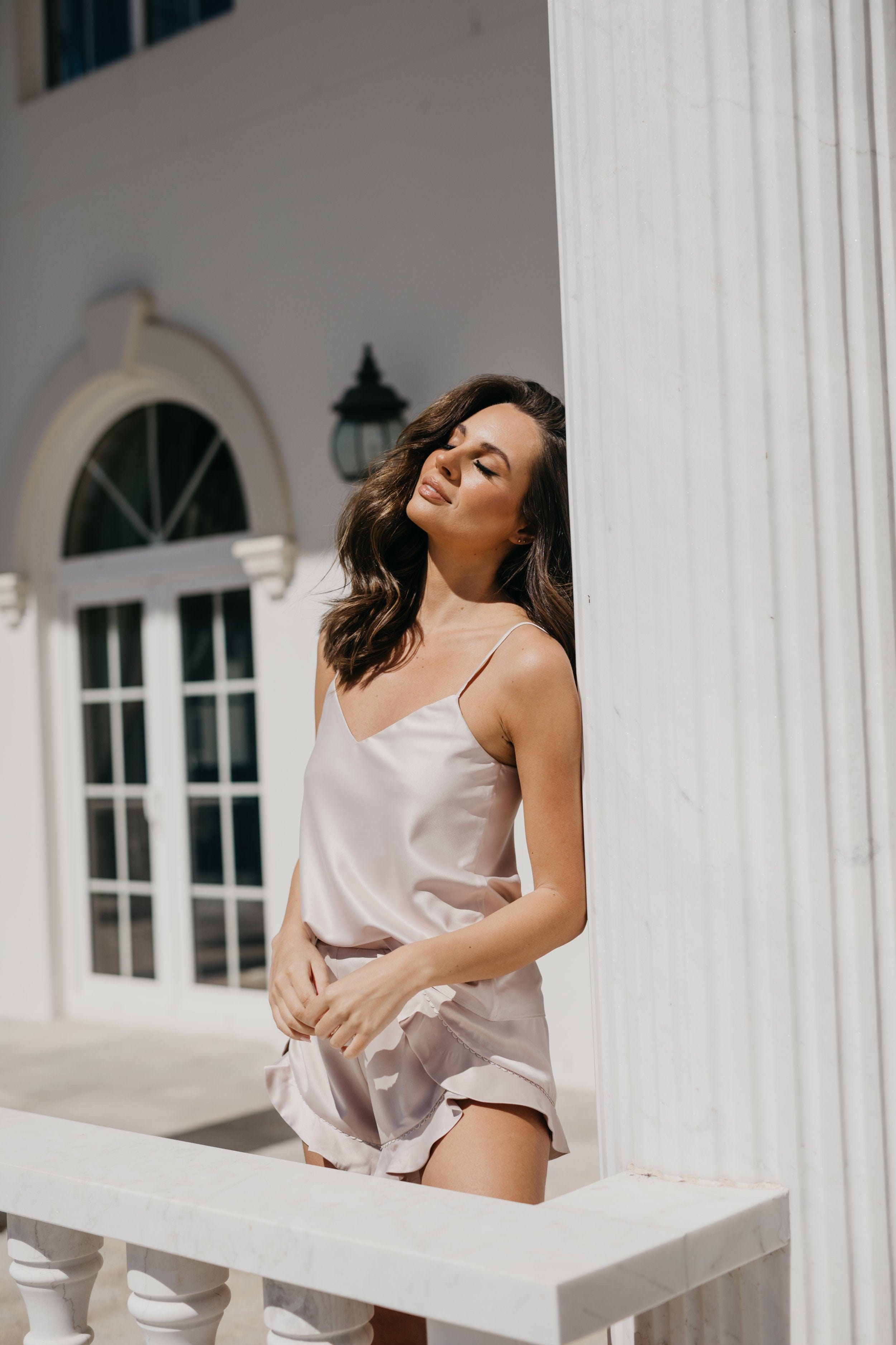 Pia Cami and Ruffle Short Set - Women's Summer Loungewear & Sleepwear Set for Comfortable Nights & Relaxing at Home