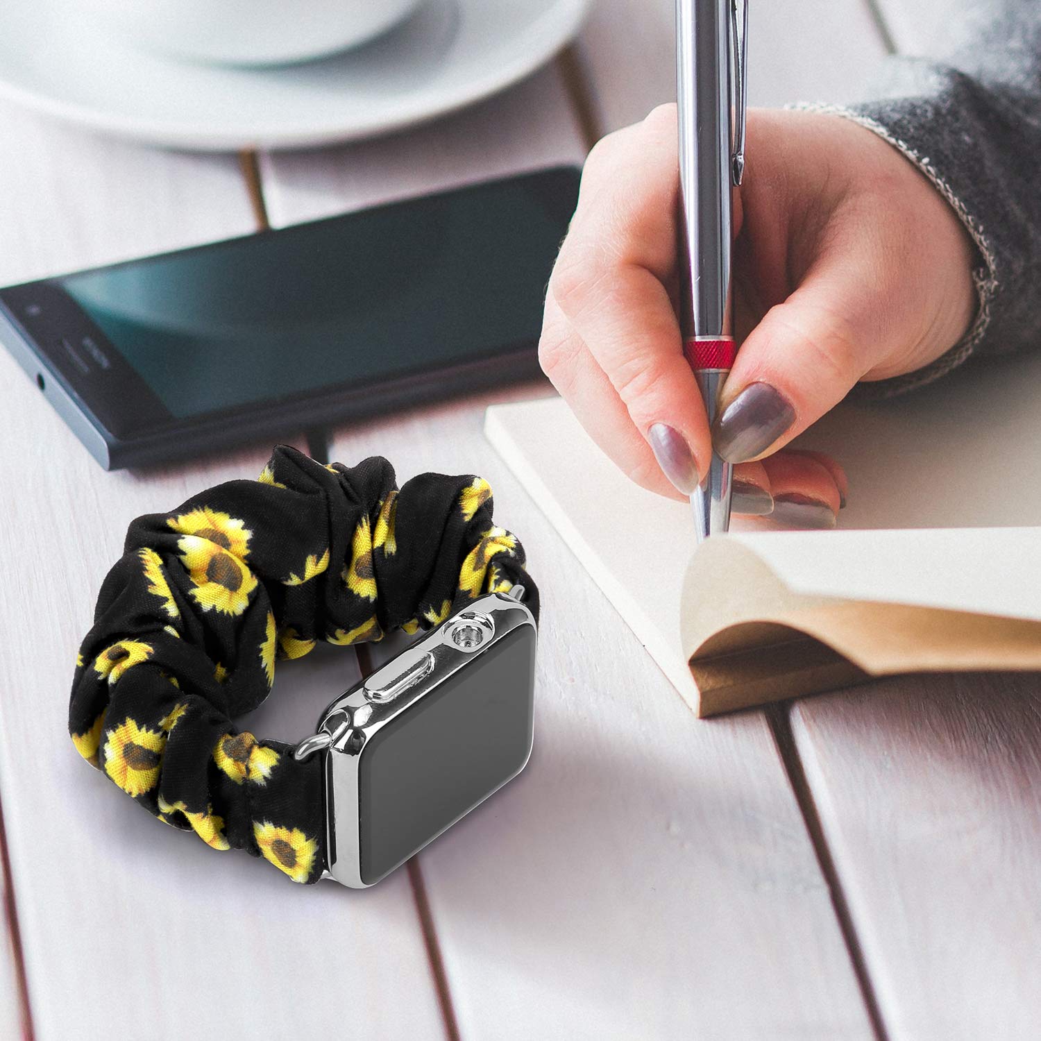 Scrunchie Watch Bands for Women - Soft Elastic Replacement Wristband Compatible with Apple Watch Series 10/9/8/7/6/5/4/3/2/1/SE (38mm 40mm 41mm 42mm 44mm 45mm 46mm 49mm Ultra) - Perfect for Workouts, Yoga, Running & Everyday Fashion Accessory