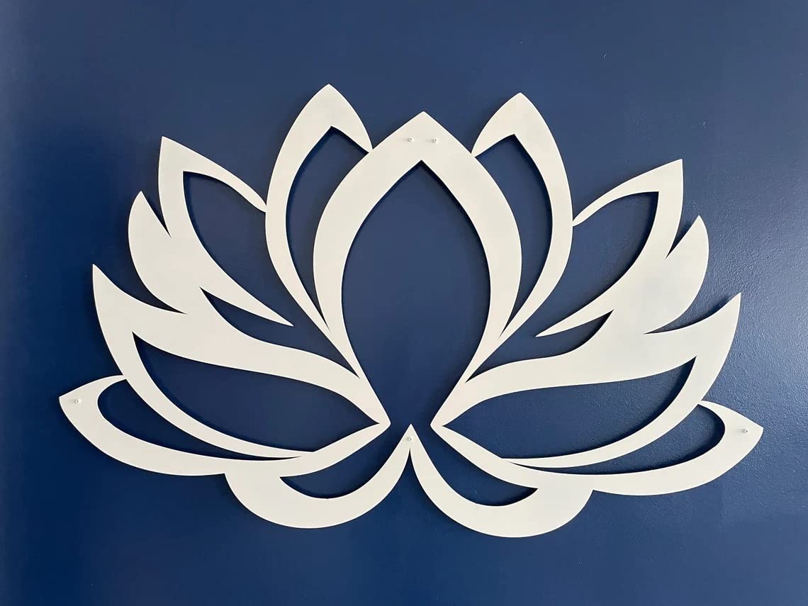 White Metal Lotus Flower Wall Art - 30