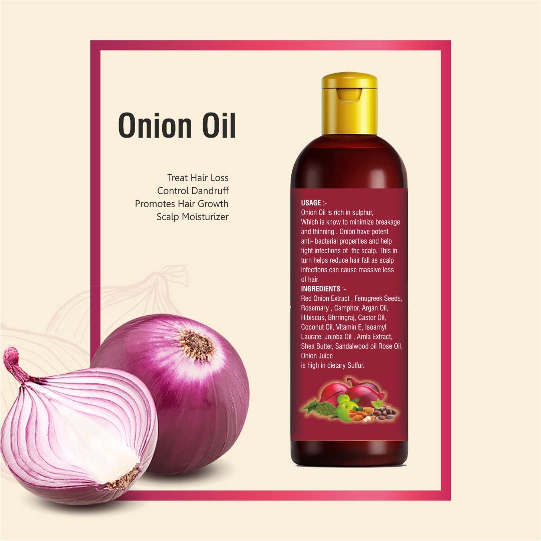 Natural Onion Oil for Hair Growth & Hair Loss Prevention - Stimulates Scalp & Strengthens Hair - Perfect for Daily Hair Care & Thinning Hair Treatment