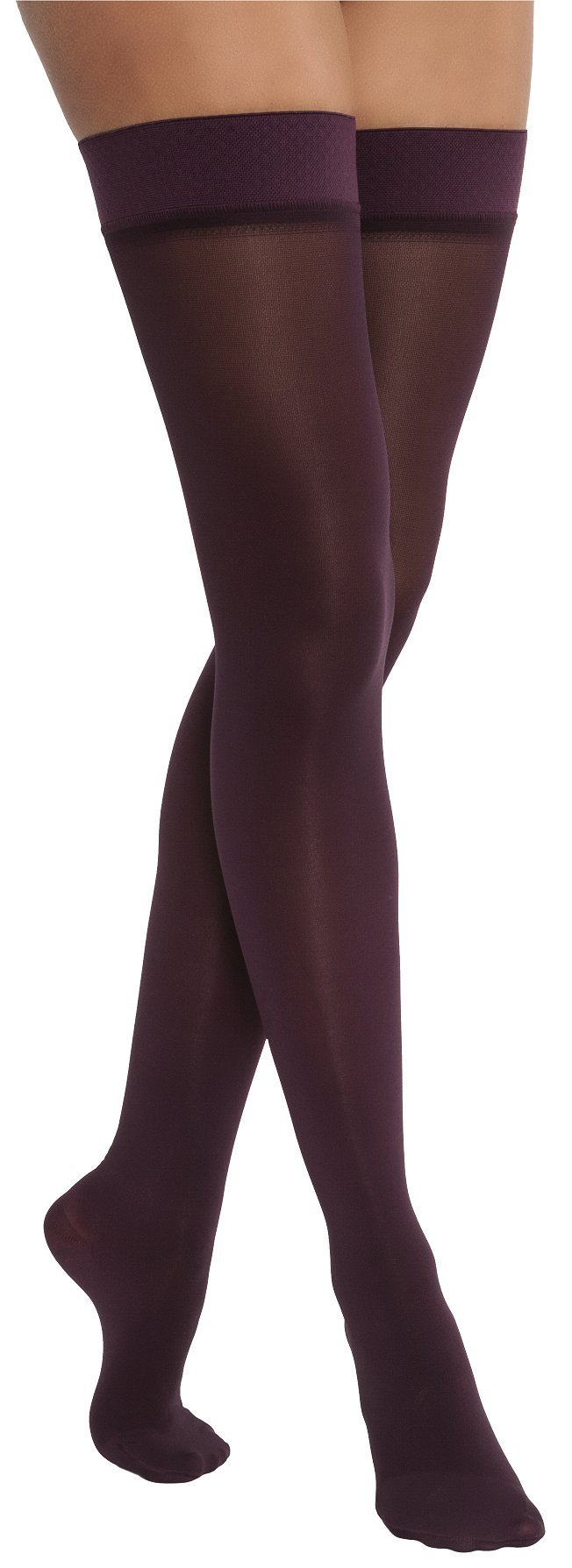 JOBST Women's 20-30 mmHg Thigh High Compression Stockings for Circulation & Swelling Relief - Cranberry, Medium - Perfect for Travel, Nursing & Varicose Vein Support