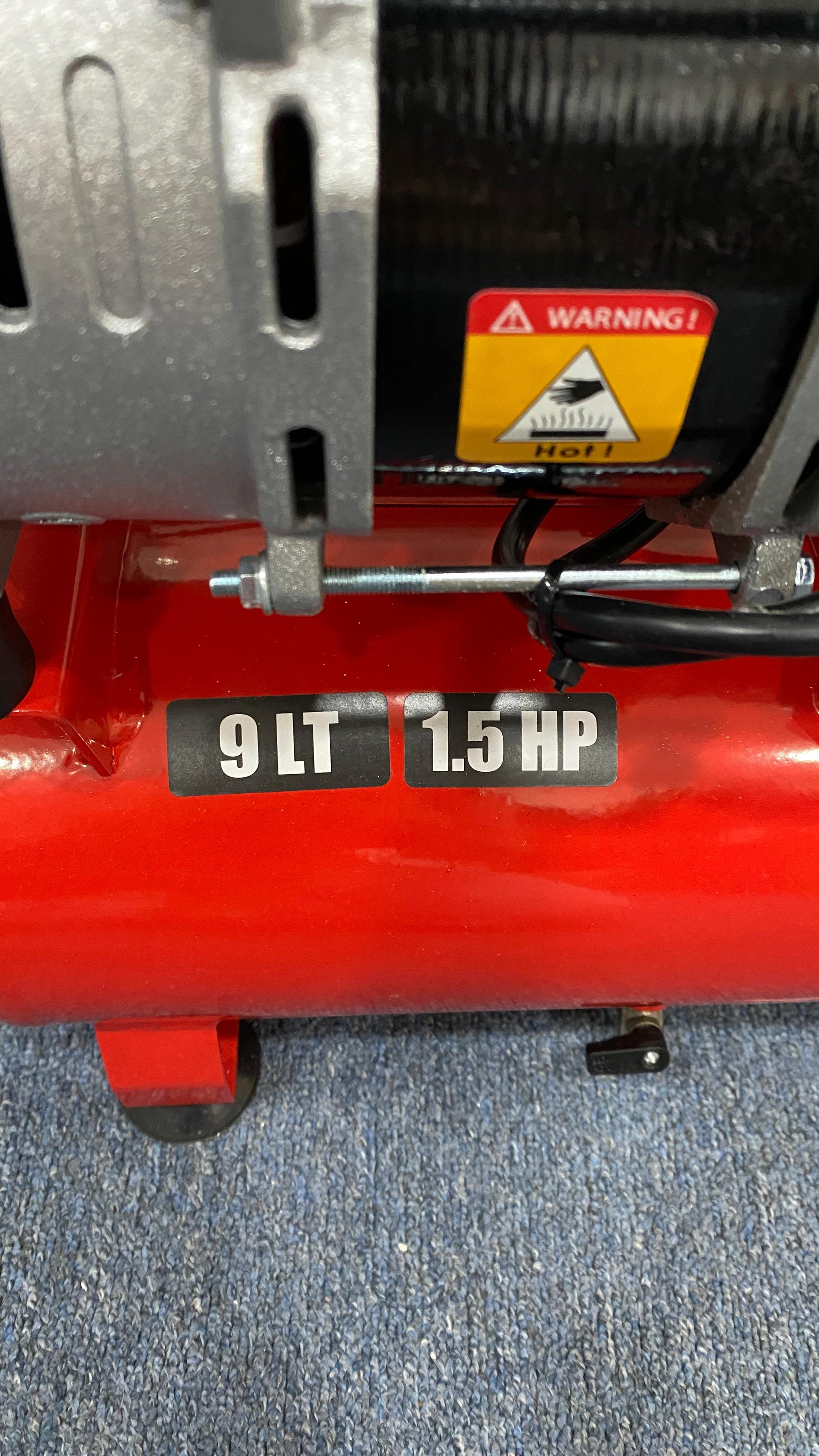1.5HP 9L Oil-Free Silent Air Compressor by Aiko - Red (Model GDG09 RED) | Perfect for Home DIY, Garage, Workshop & Inflating Tires, Sports Equipment