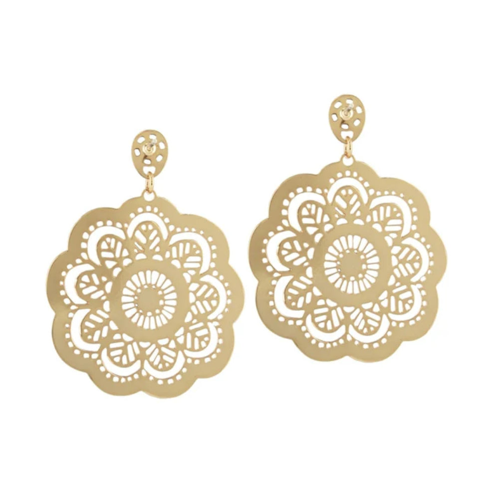 Brighton Bella Lace Post Drop Earrings for Women - Elegant Silver-Tone Dangle Earrings with Intricate Lace Design - Perfect for Weddings, Parties & Special Occasions