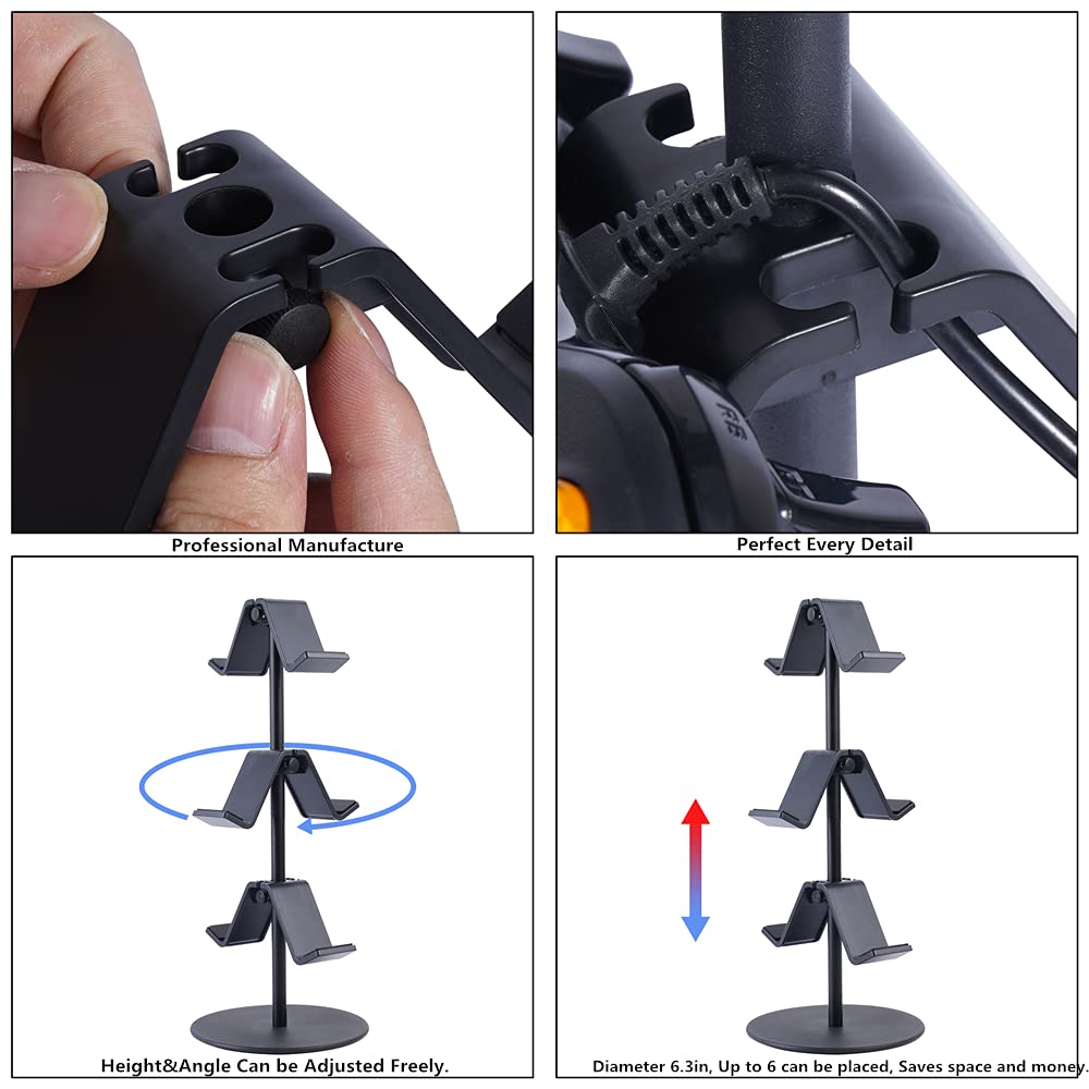 3-Tier Adjustable Controller Stand & Headphone Holder - Universal Gaming Accessories Organizer for Xbox, PS4, PS5, Nintendo Switch (Smart Black) - Perfect for Gaming Setup & Desk Organization