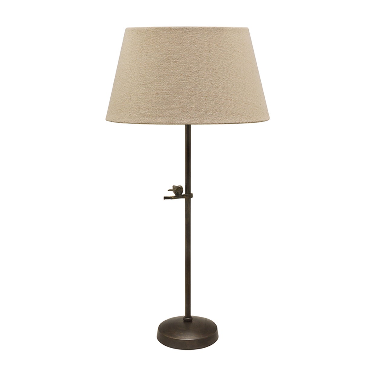 Dark Bronze Bird Stem Lamp with Fabric Shade - Elegant Table Lighting for Living Room, Bedroom & Office Decor