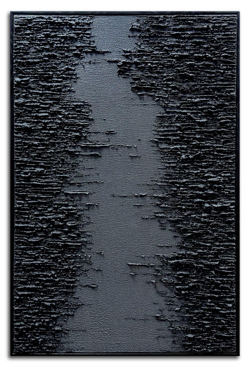 Framed Black Canvas Wall Art - Modern Abstract Oil Painting with Relief Texture - Elegant Home Decor for Living Room, Bedroom & Office - Perfect for Wall Decor & Interior Design