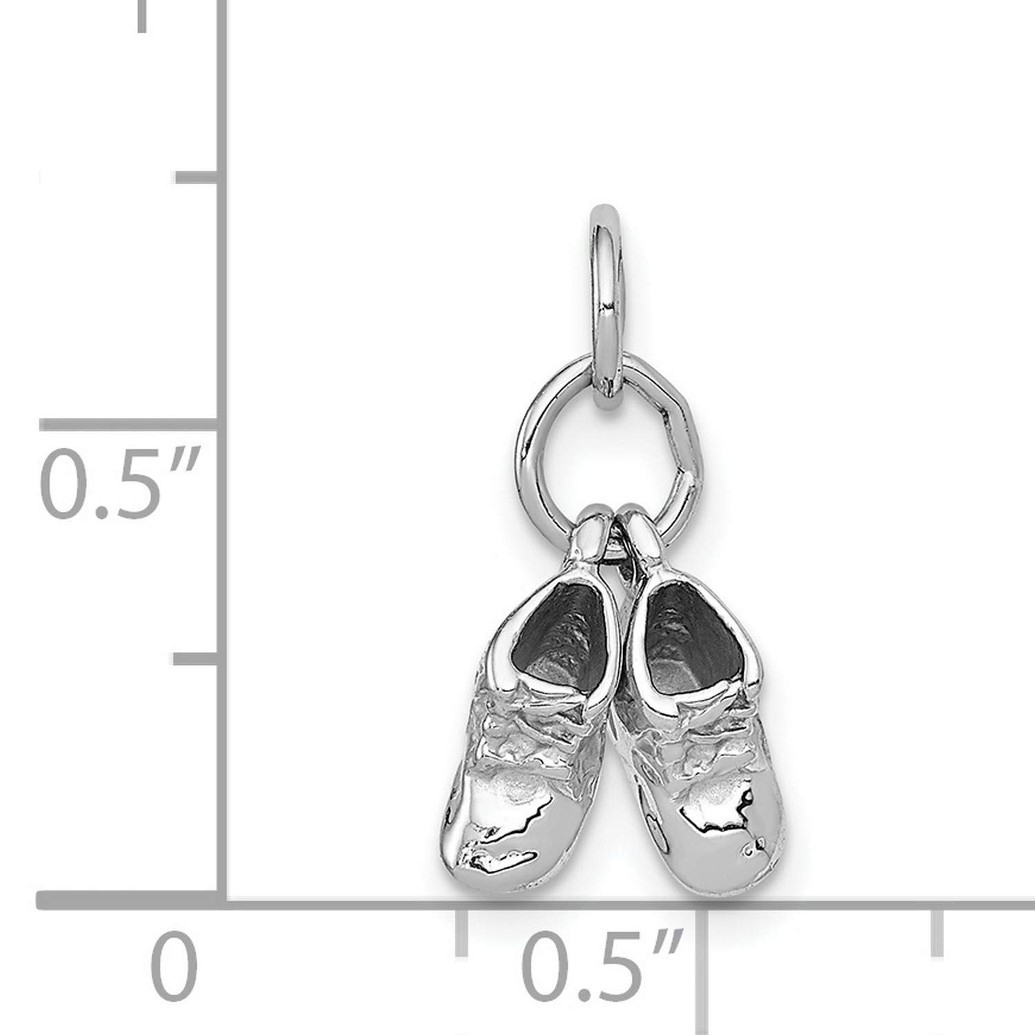 14K White Gold Baby Shoes Charm - 16mm x 12mm Tiny Footprint Pendant for Necklace, Bracelet & Keepsake Jewelry - Perfect Baby Shower Gift & Newborn Memory Keepsake