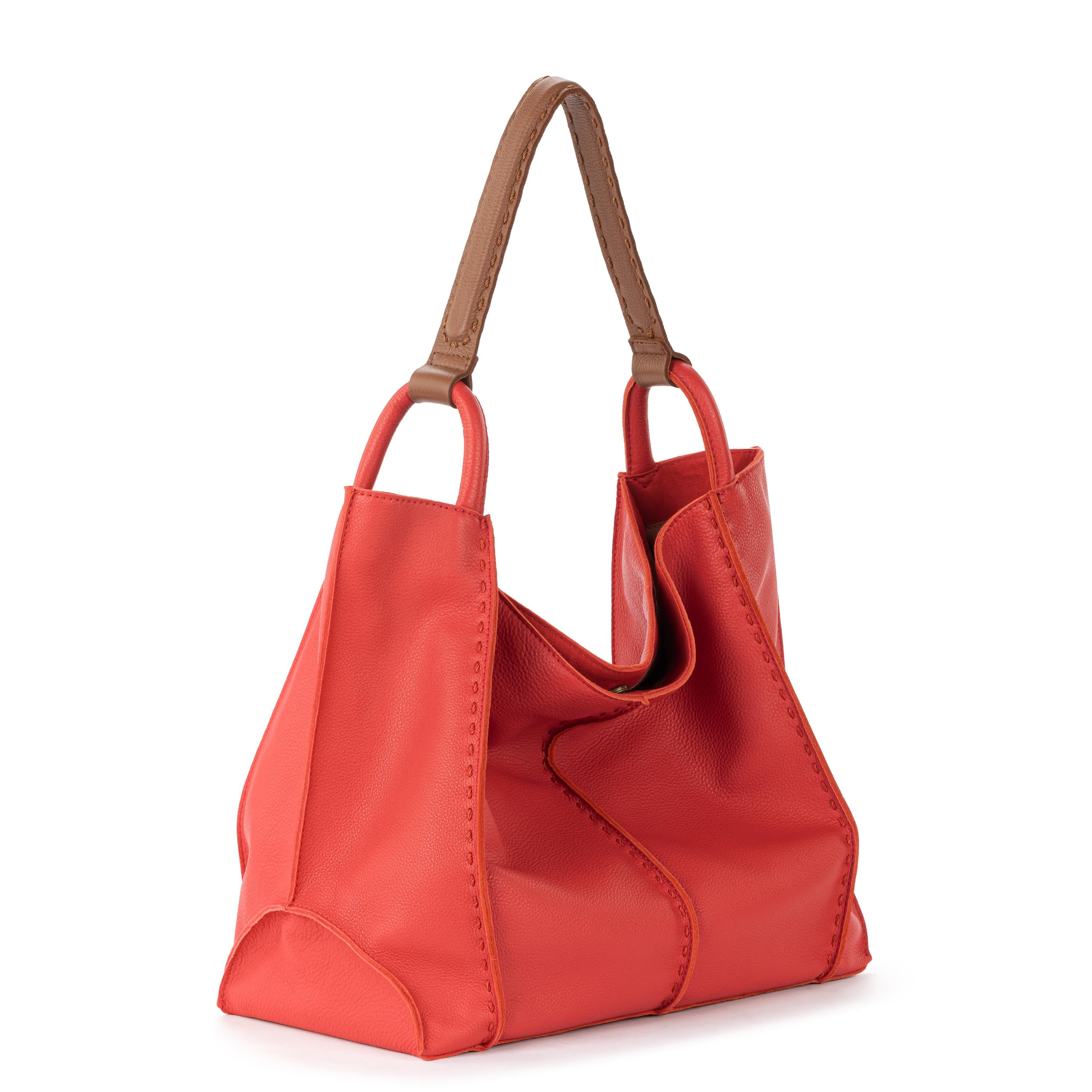 Los Feliz Large Leather Tote Bag in Cayenne - Stylish & Spacious for Work, Travel & Everyday Use