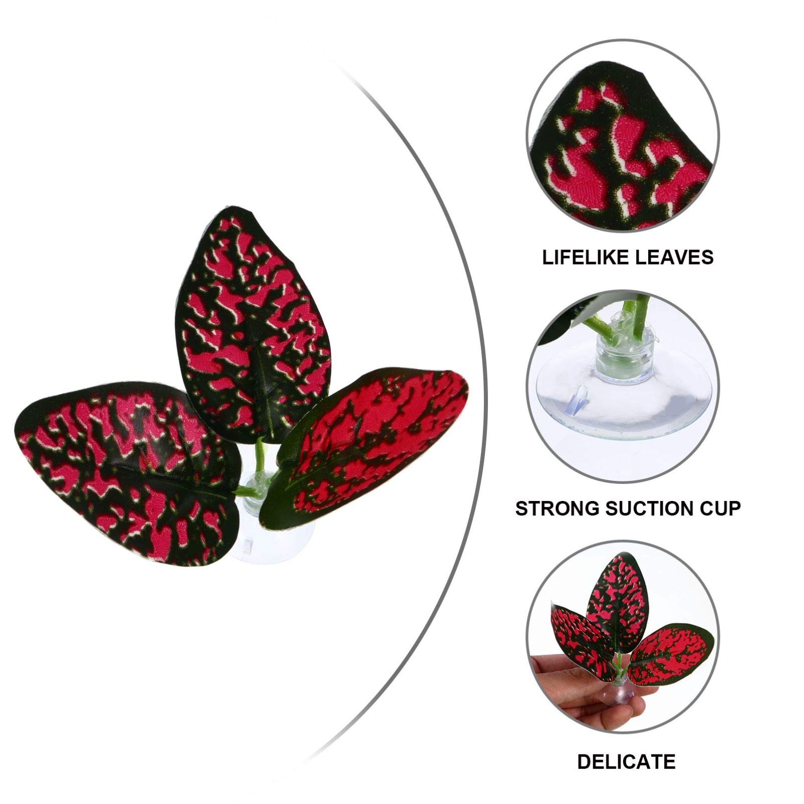 Balacoo 4pcs Artificial Aquarium Leaves - Realistic Fish Tank Decor, Plastic Greenery for Turtle & Cat Anxiety Relief - Perfect for Aquascaping, Reptile Tanks & Small Pet Enrichment