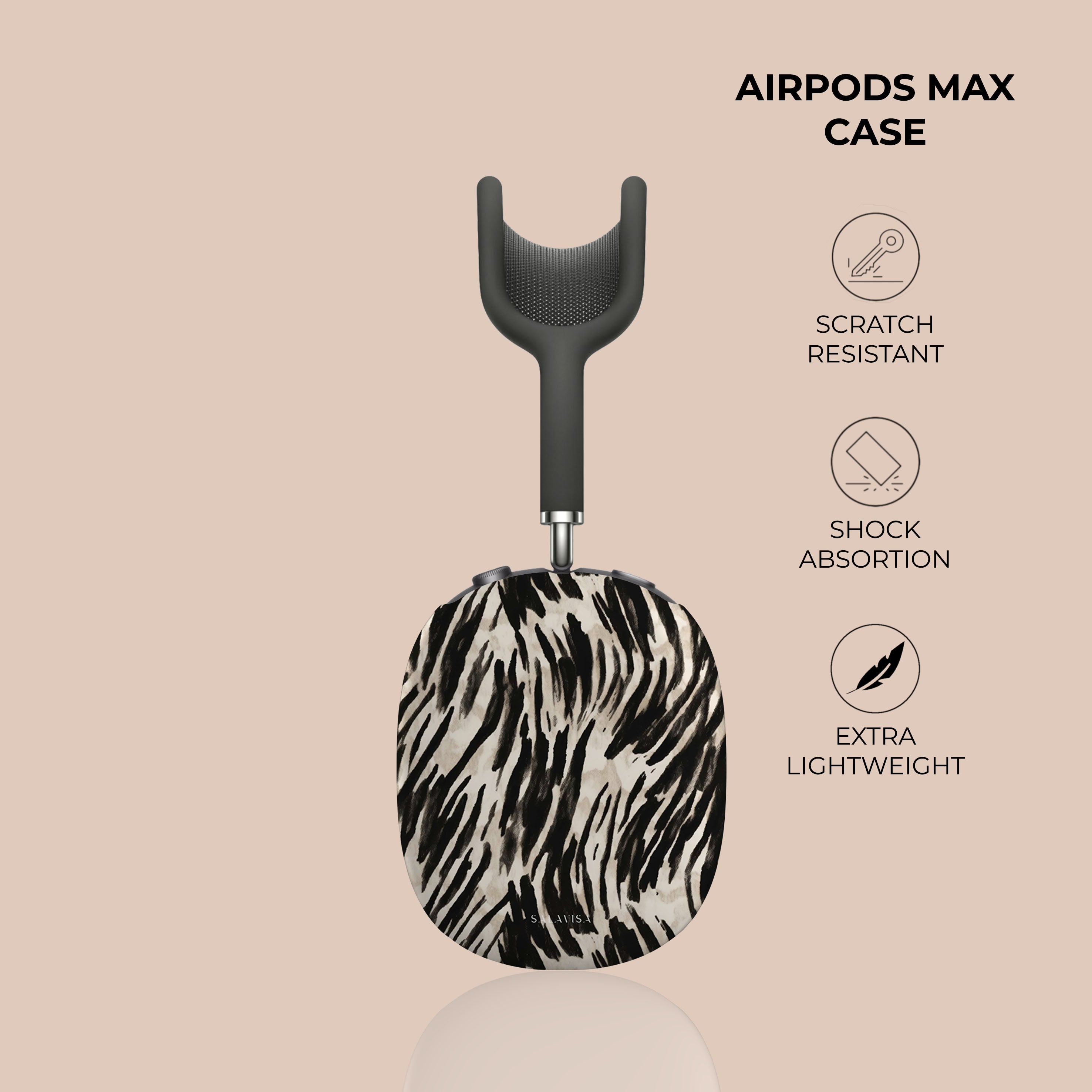 Premium Dark Zebra Pattern AirPods Max Case - Durable Protective Cover for Apple AirPods Max Headphones - Perfect for Travel, Gym & Daily Use