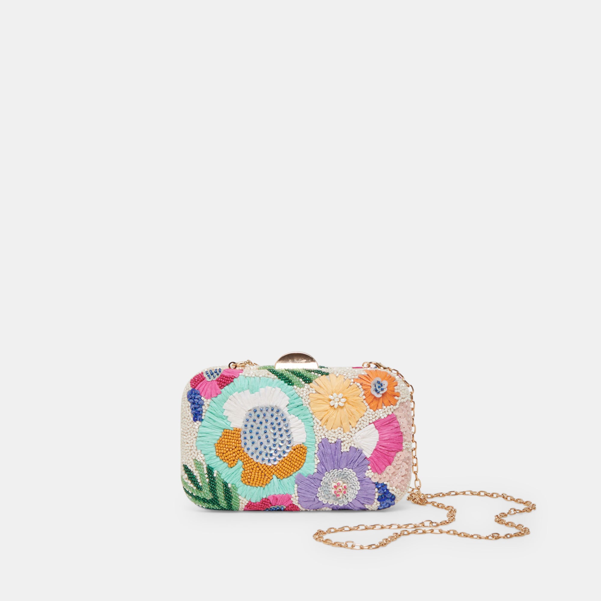 Pastel Multi Beaded Daisy Clutch - Elegant Women's Evening Bag for Parties, Weddings & Special Occasions