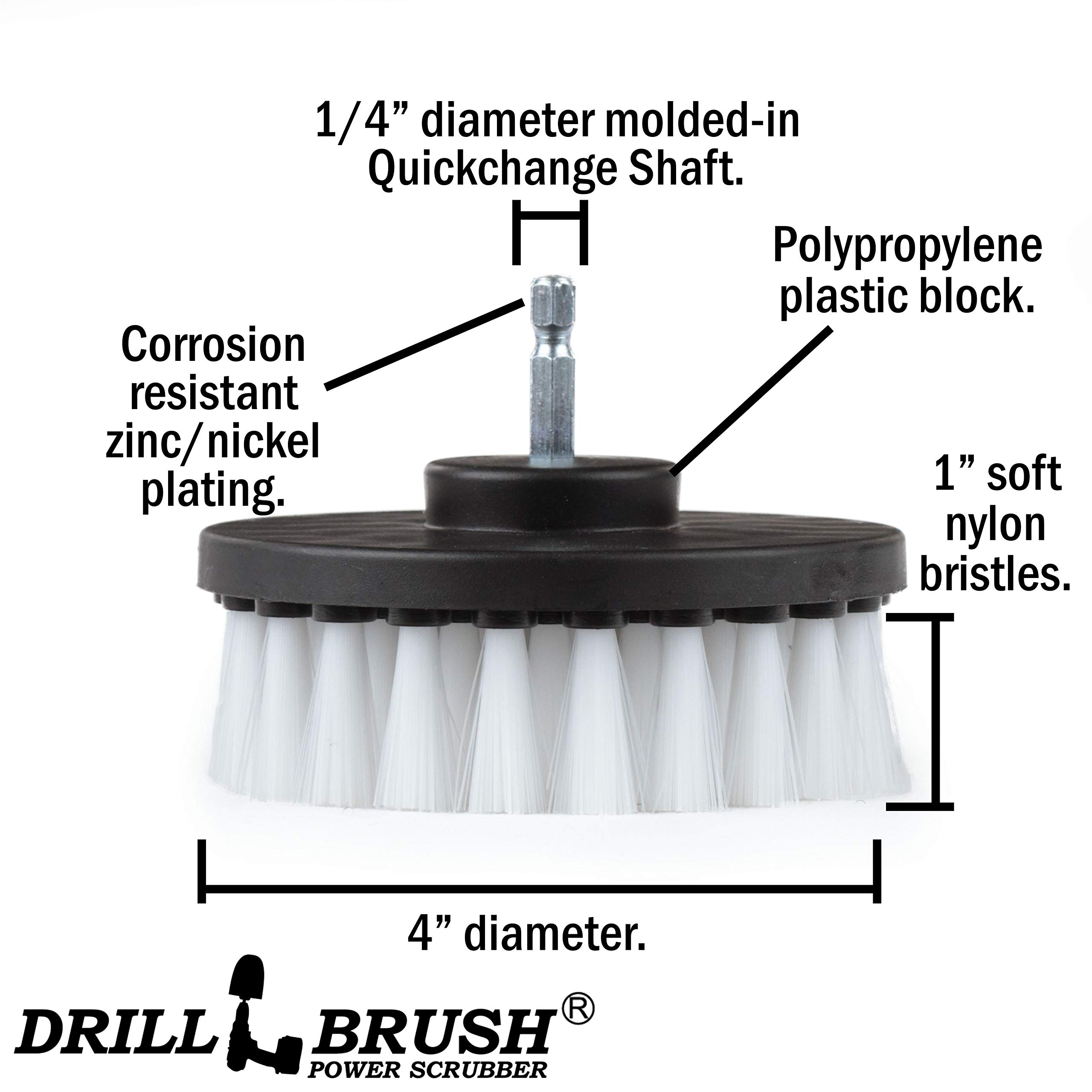 Boat & Kayak Drill Brush Cleaner for Hull, Windshield & Shower - Multi-Surface Scrubber