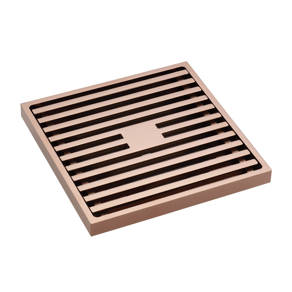 Fienza CHG1085MBKCP Square Slim Grate Floor Drain - 88mm Outlet - Matte Black & Chrome Finish - Ideal for Bathroom, Shower, and Laundry Room Drainage