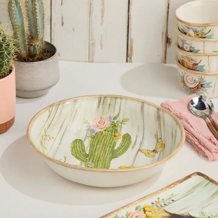 Floral Farm Pasta Bowls Set of 4 - Handmade Ceramic Dinner Plates for Pasta, Salad & Dessert - Farmhouse Style Tableware for Dining, Entertaining & Gifts