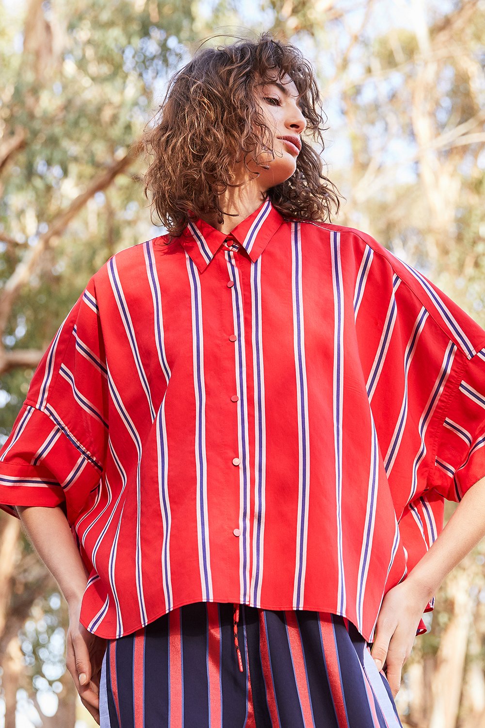 Ben Shirt - Red & Blue Striped Men's Casual Shirt | Perfect for Everyday Wear, Office & Outings