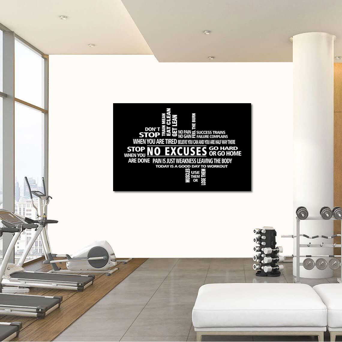 No Excuses Gym Wall Art - Motivational Framed Canvas Print for Home Gym & Fitness Room Decor - Perfect for Workout Motivation & Inspirational Training Space