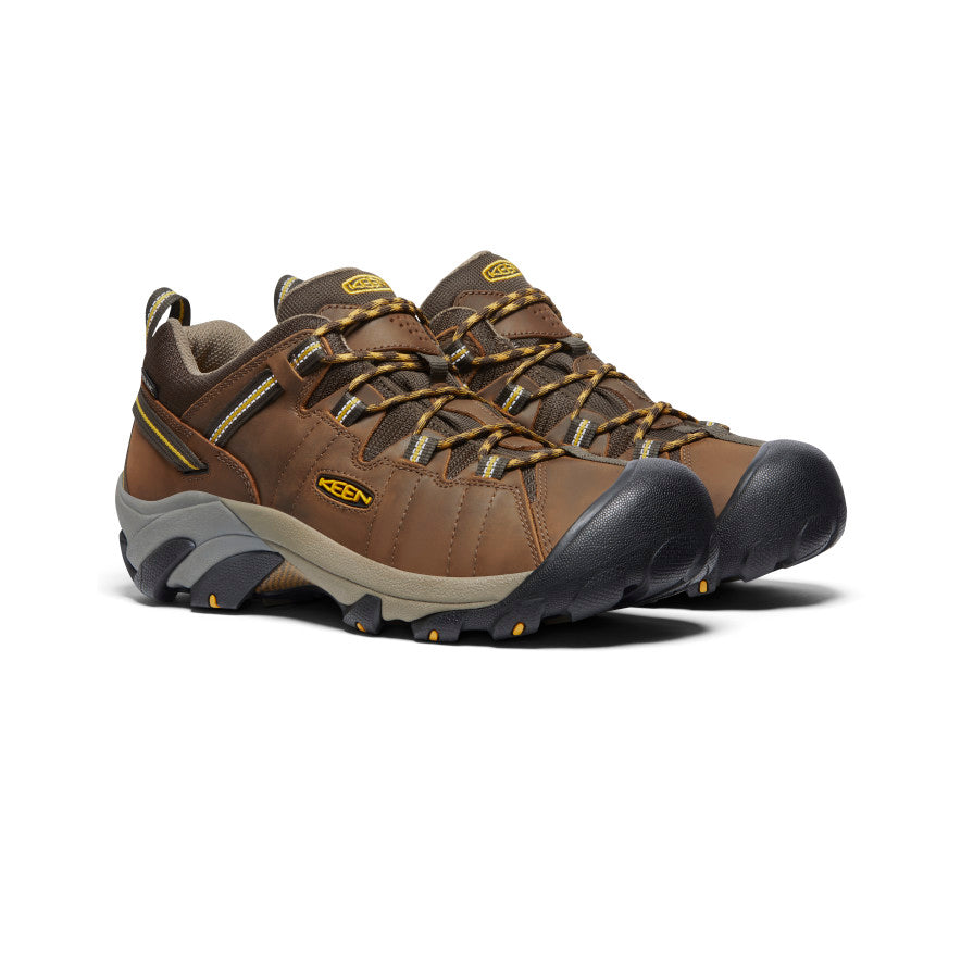 Men's KEEN Targhee II Waterproof Hiking Boots - Wide Width, Cascade Brown/Golden Yellow | Outdoor Trekking & Trail Running Shoes for Men