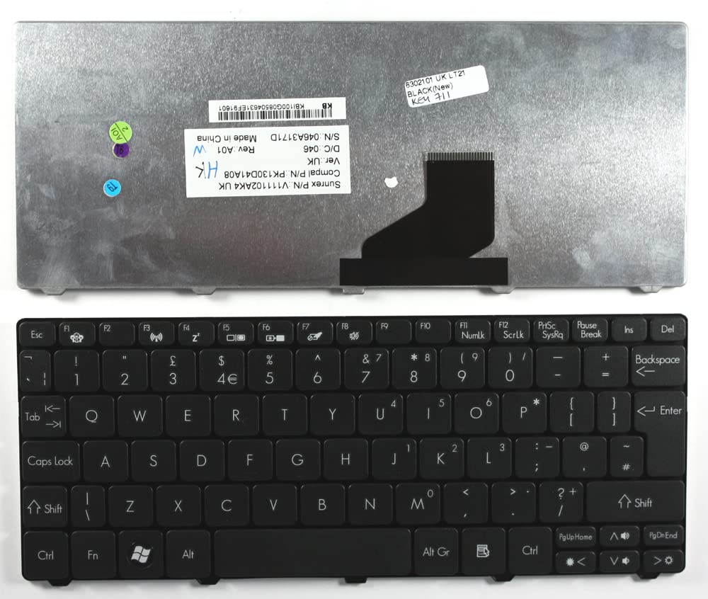 UK Layout Black Replacement Laptop Keyboard for Gateway V111102AK4 - Perfect for Typing, Gaming & Office Work