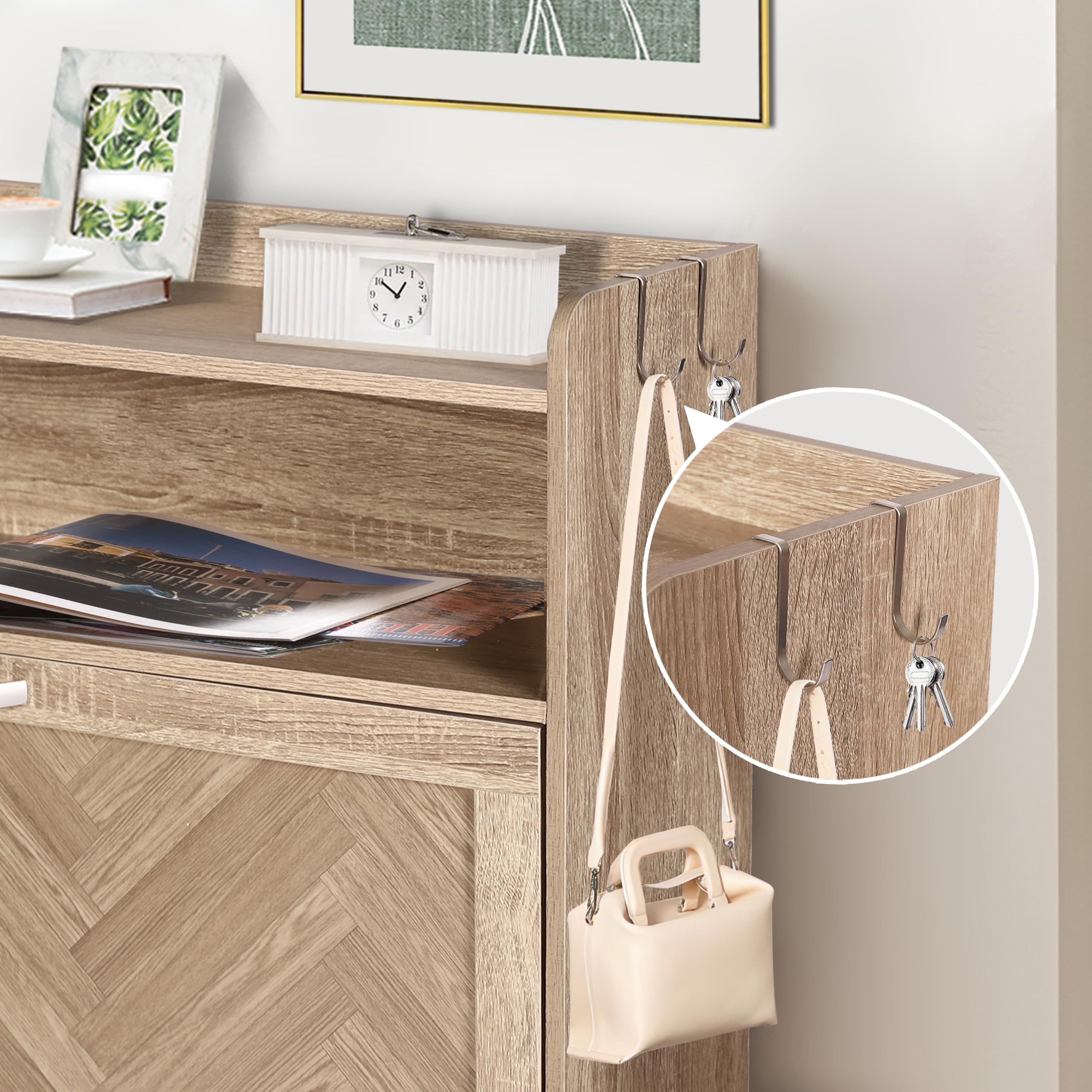 4-Tier Flip-Drawer Shoe Storage Cabinet - Space-Saving Entryway Shoe Organizer with Metal Legs & Open Storage - Freestanding Narrow Shoe Rack for Foyer, Hallway - Perfect for Small Spaces & Apartment Living