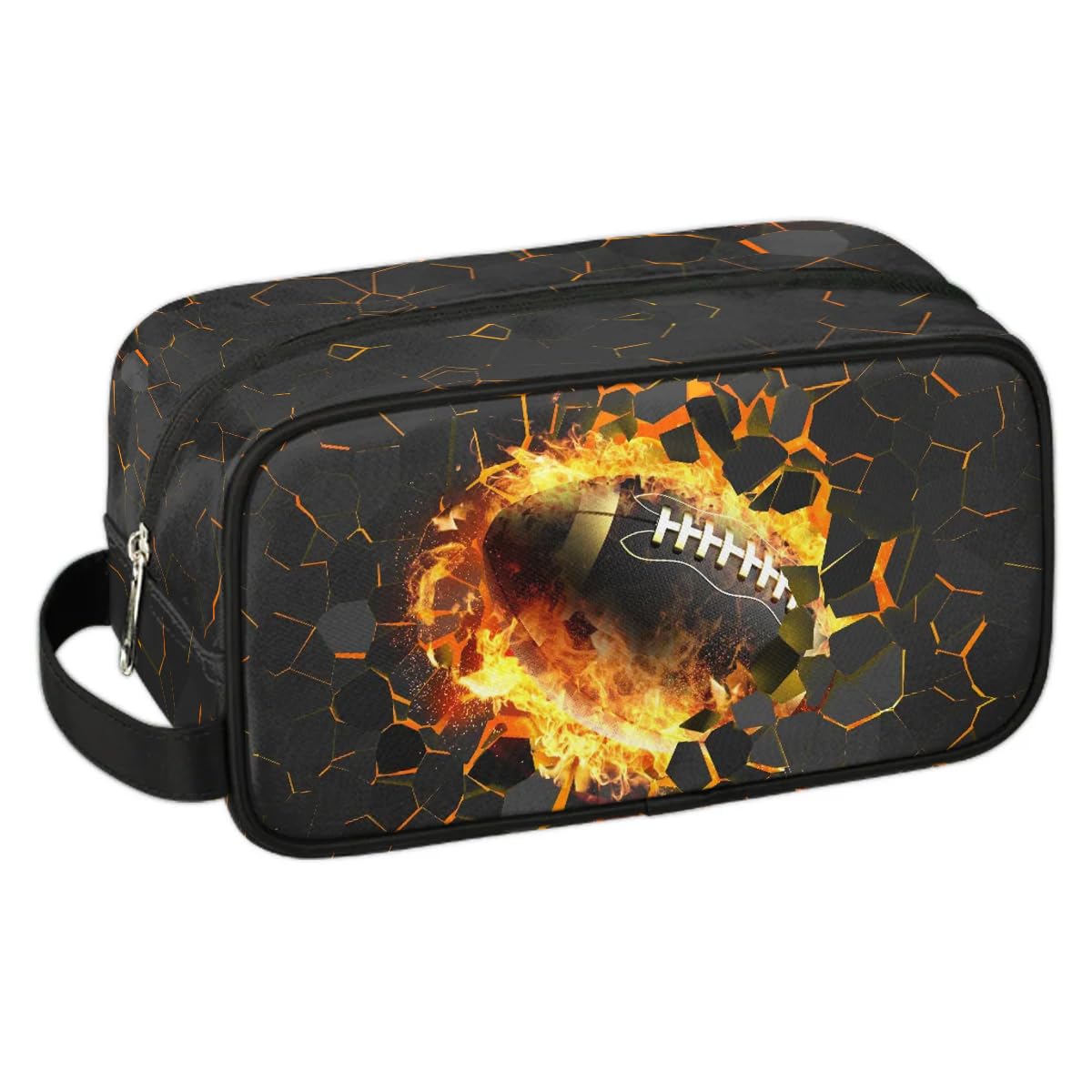 3D American Football Design Hanging Toiletry Bag for Men & Boys – Waterproof Travel Dopp Kit for Bathroom Essentials – Perfect for Gym, Camping, and Weekend Getaways