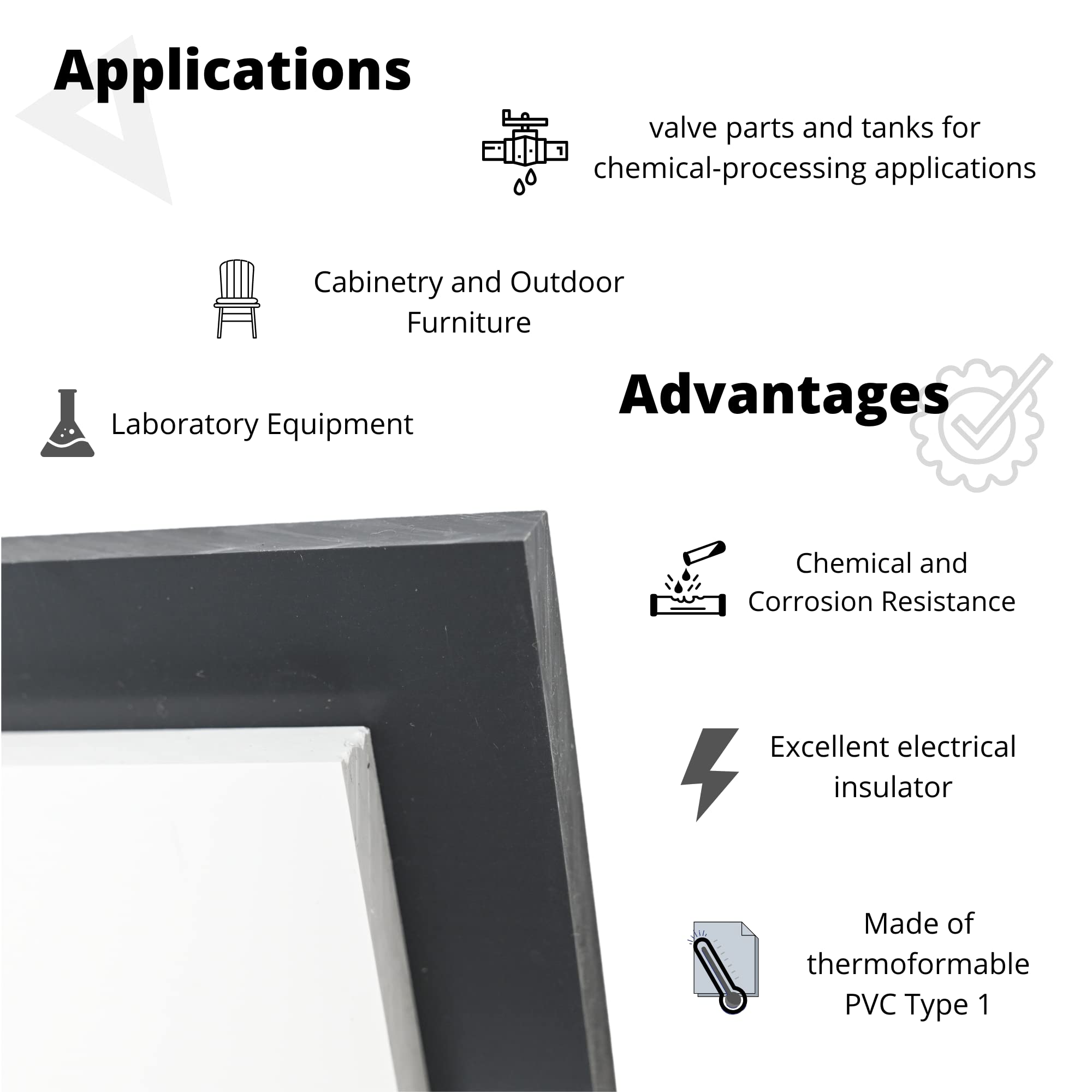 White PVC Chemical Resistant Plastic Sheet 3/4