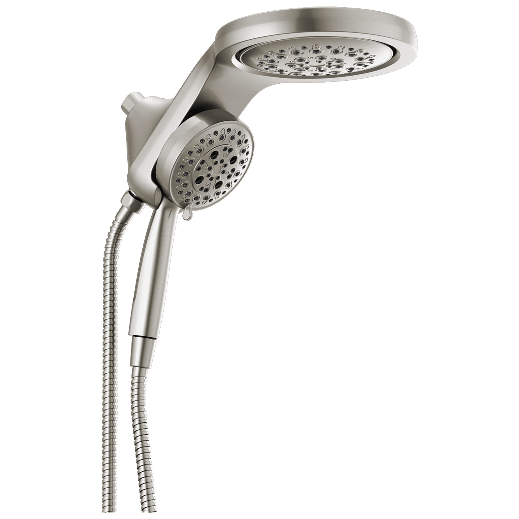 Delta Faucet HydroRain 5-Spray H2Okinetic Dual Shower Head with Handheld Spray - Brushed Nickel Shower Head with Hose, 2.5 GPM Flow Rate, Stainless Steel 58680-SS25 - Perfect for Bathroom Renovation & Spa-Like Shower Experience