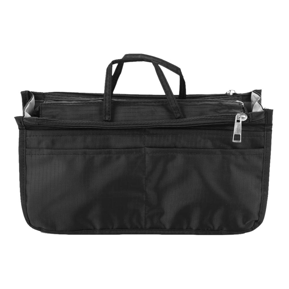 Oxford Cosmetic Bag for Women & Men - Waterproof Travel Makeup Organizer with Dry & Wet Separation - Medium Black Makeup Pouch for Toiletries, Cosmetics & Essentials - Perfect for Travel, Gym & Daily Use