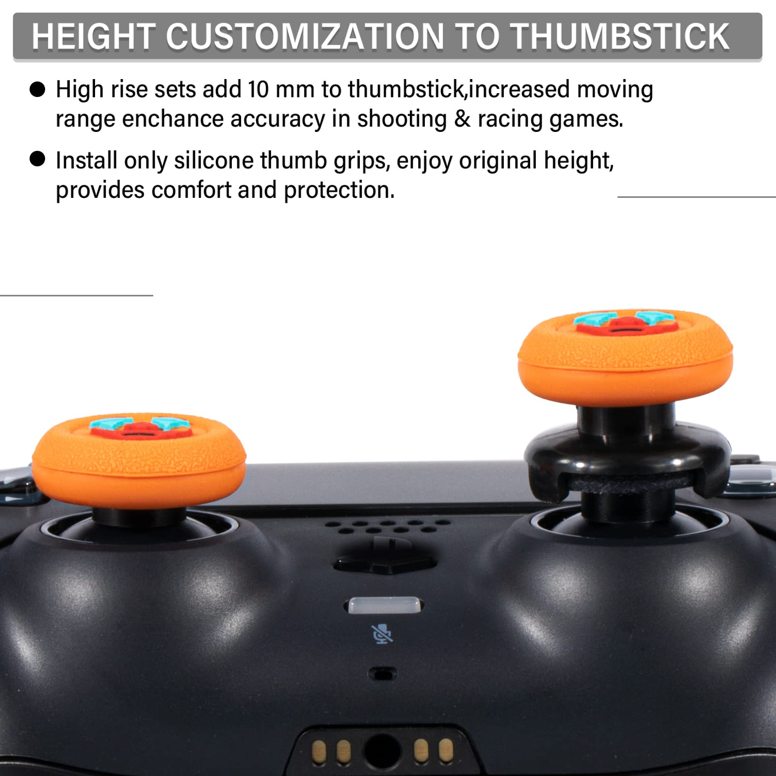 Playrealm FPS Thumbstick Extender for PS5/PS4 Controller - Joker Orange - Enhanced Gaming Grip