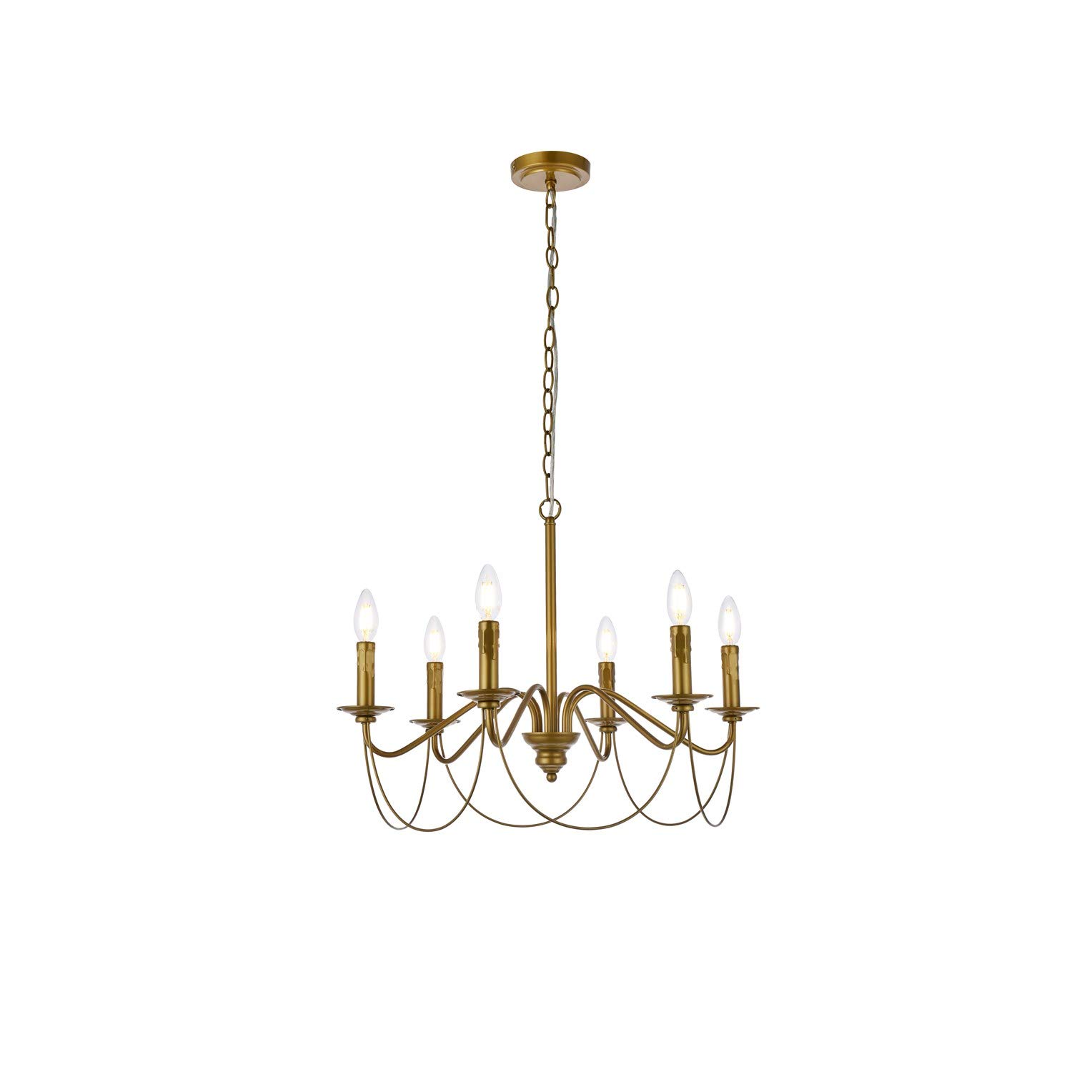 Westley 6-Light Brass Pendant Lighting Fixture - Modern Dining Room Chandelier for Kitchen Island, Foyer & Bedroom Decor