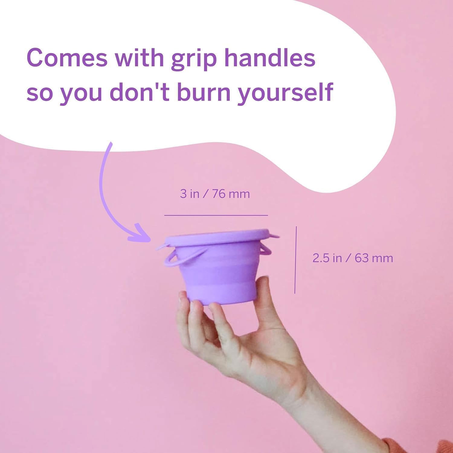Pixie Menstrual Cup Compact Sterilizer - Portable Sanitizer for Menstrual Disc & Period Cup - Microwave Safe, Reusable, Collapsible Case Holder - Ideal for Travel, Camping, Dorms & Public Restrooms