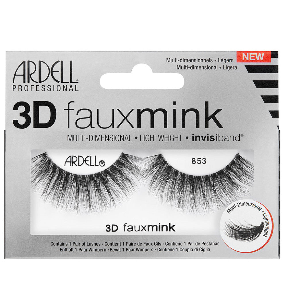Ardell 3D Faux Mink Lashes 853 - Natural Looking False Eyelashes for Dramatic Volume & Length | Perfect for Weddings, Parties & Everyday Glam
