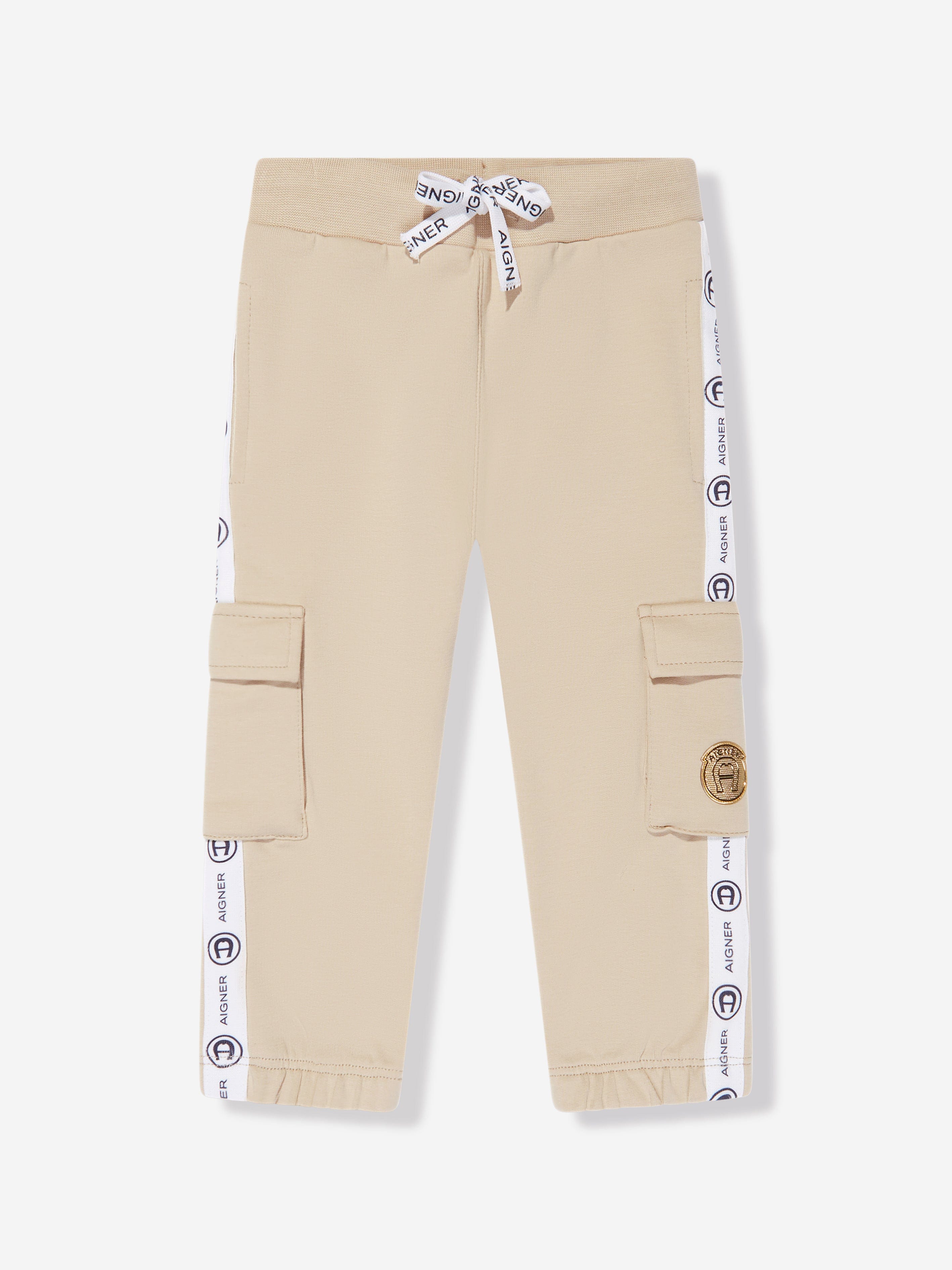 Aigner Baby Boys Cargo Jogger Pants - Soft Beige Casual Pants for Toddlers, Comfortable Playwear for Outdoor Activities & Daily Wear